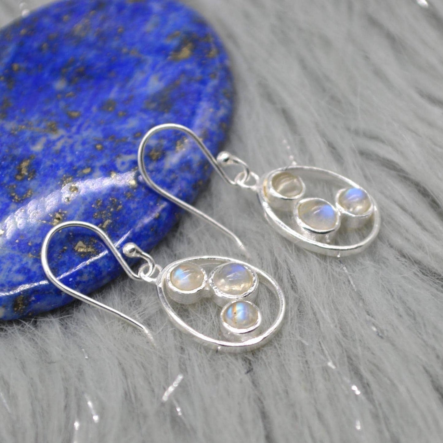 Rainbow Moonstone Earrings: Gold or Sterling Silver, Dangle Drop, June Birthstone