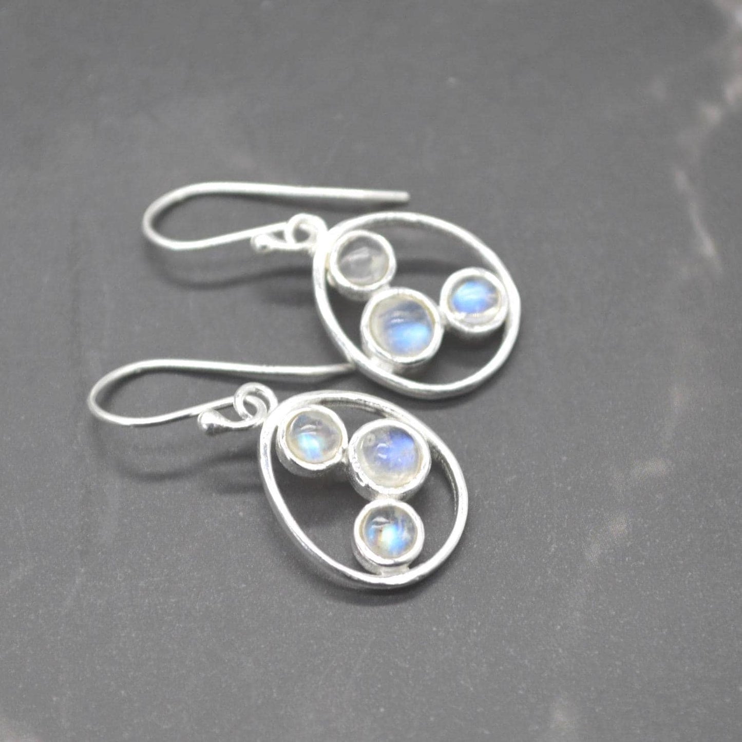 Rainbow Moonstone Earrings: Gold or Sterling Silver, Dangle Drop, June Birthstone