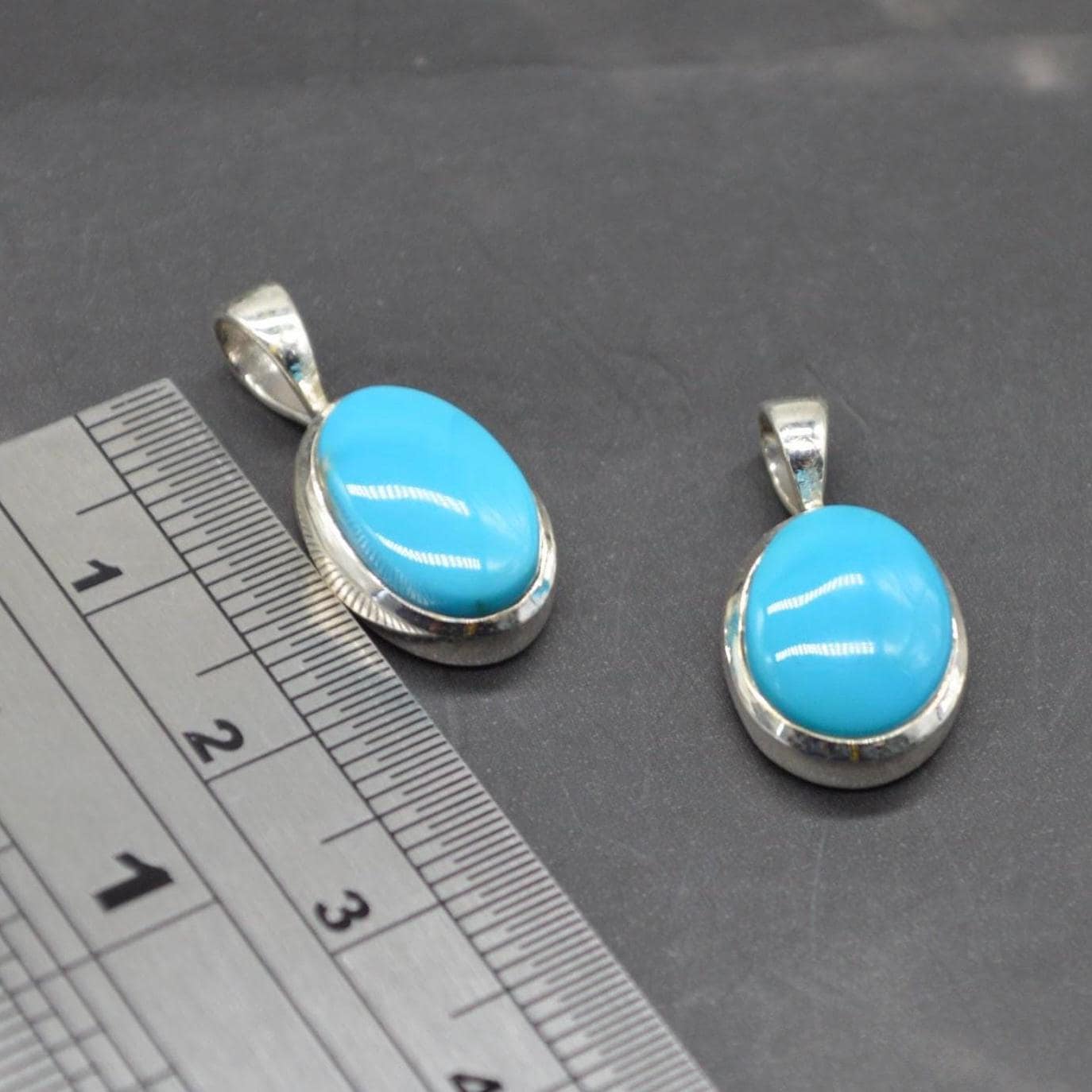 Turquoise Pendant: Silver Necklace, Oval, Blue Gemstone Jewelry, December Birthstone