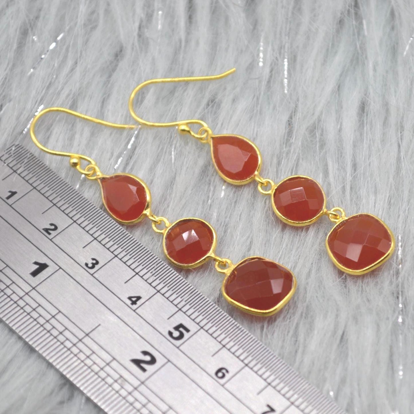Carnelian Earrings: Gold or Silver, Dangle Drop, Orange Gemstone Jewelry