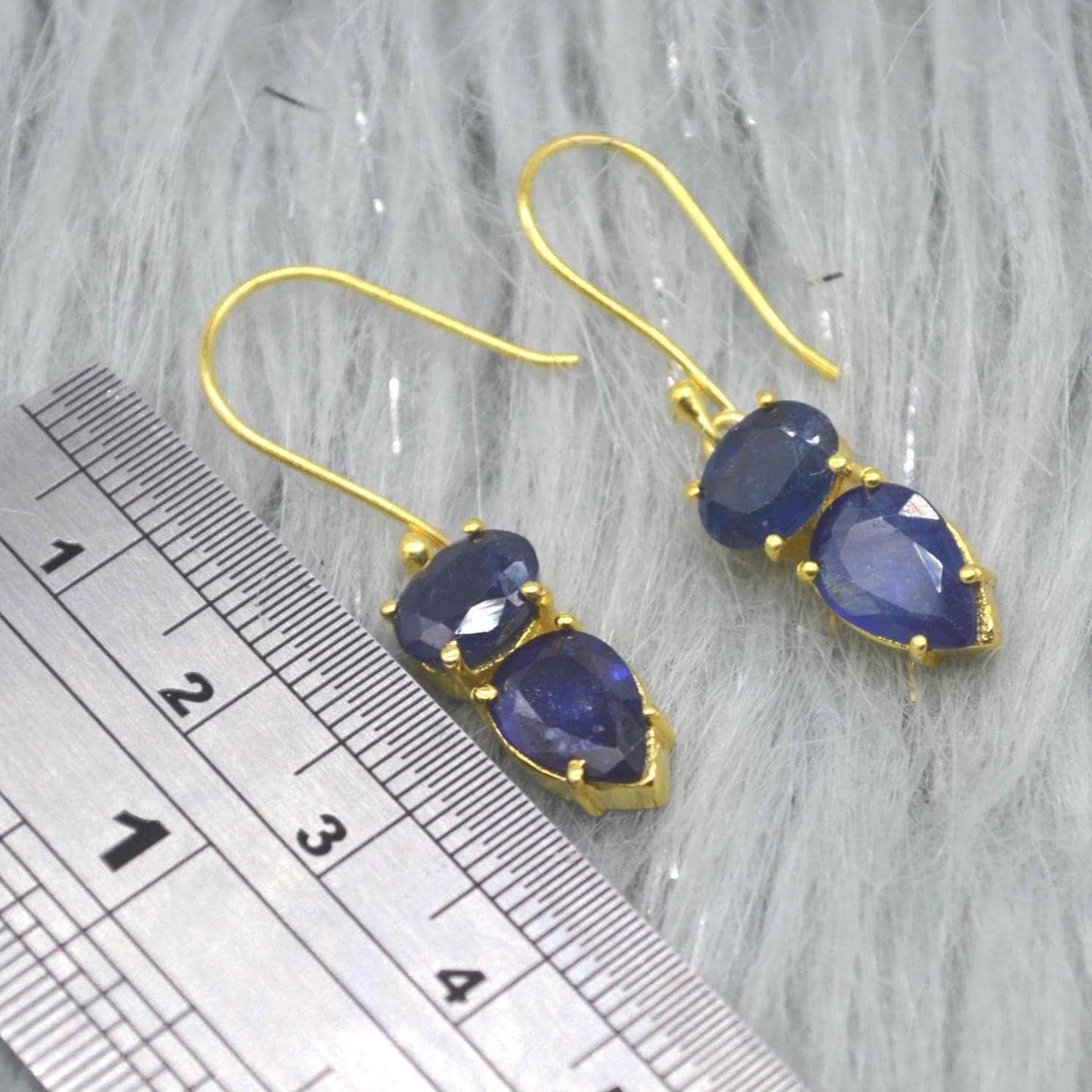 Sapphire Earrings: Gold or Silver, Dangle Drop, Minimalist September Birthstone Jewelry