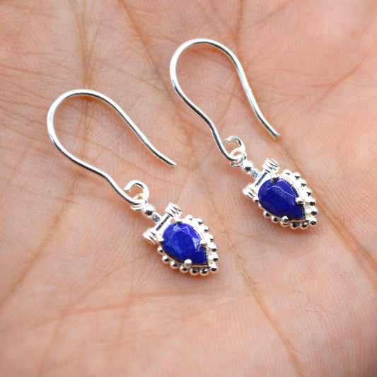 Lapis Lazuli Earrings: Dangle Drop, Silver, Teardrop, Blue Gemstone, December Birthstone Jewelry