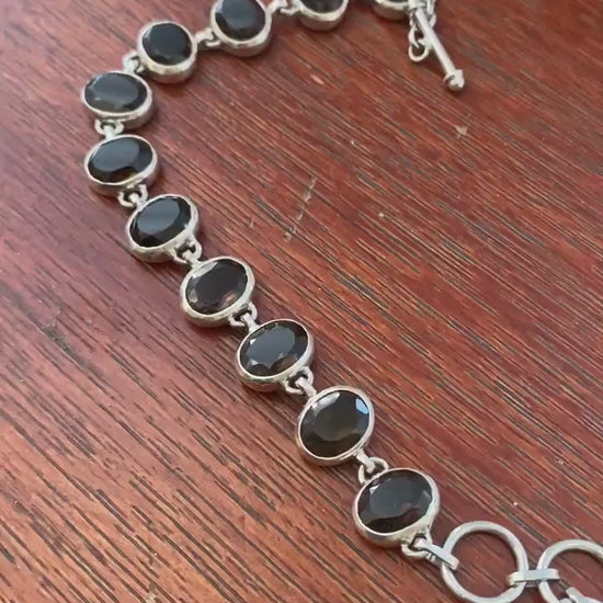 Smoky Quartz Bracelet, Sterling Silver Bracelet, Unique Gemstone Bracelet, Birthday Gifts For Her, Dainty Bracelets For Women
