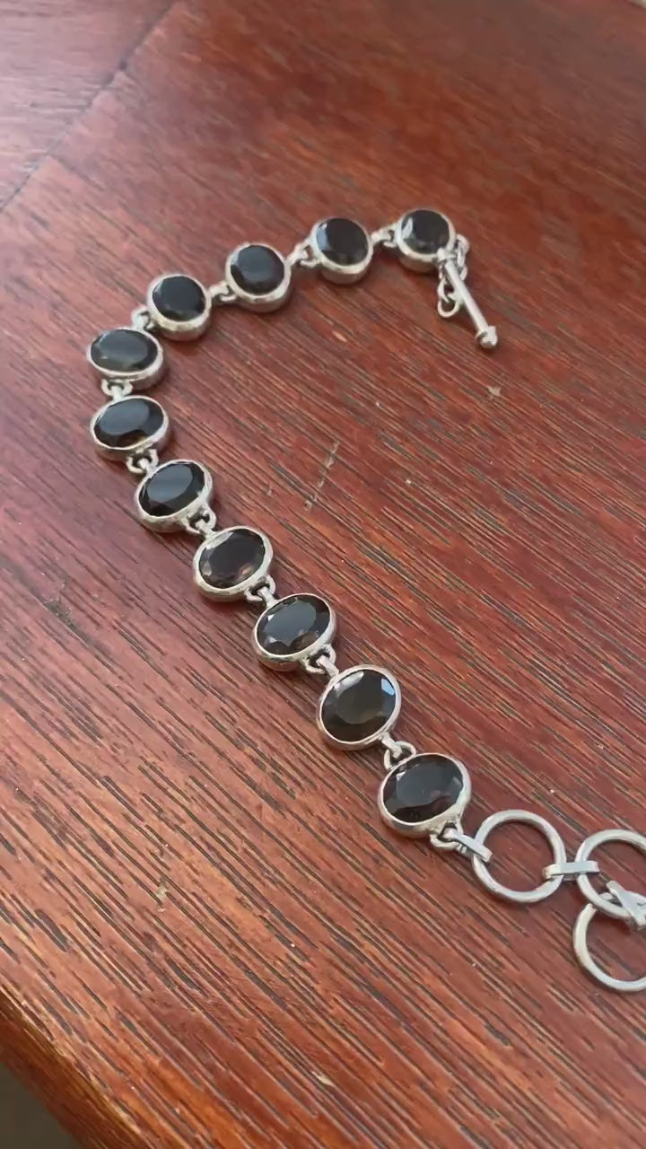 Smoky Quartz Bracelet, Sterling Silver Bracelet, Unique Gemstone Bracelet, Birthday Gifts For Her, Dainty Bracelets For Women