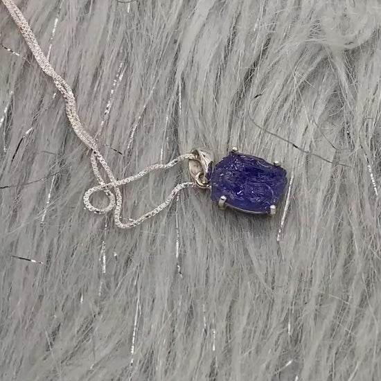 Raw Tanzanite Chain Pendant Necklace, Rough Cut Tanzanite Necklace, December Birthstone, Raw Gemstone, Sterling Silver, Birthday Gift