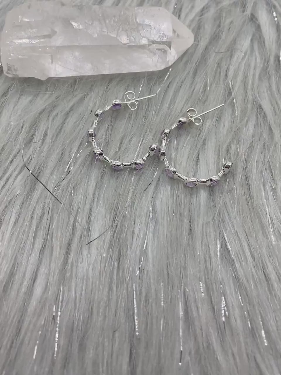 Amethyst Sterling Silver Hoop Earrings, Amethyst Jewelry, February Birthstone Earrings, Minimalist Purple Earrings, Unique Gifts For Her