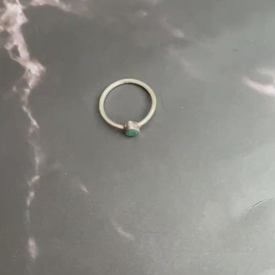 Emerald Ring, Green Dainty Silver Ring, Emerald Jewelry, Sterling Silver, May Birthstone, Everyday Rings for Women, Handmade Stacking Ring