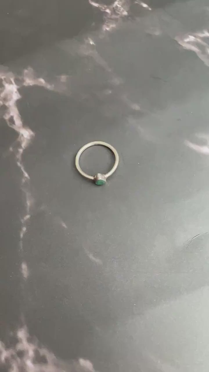 Emerald Ring, Green Dainty Silver Ring, Emerald Jewelry, Sterling Silver, May Birthstone, Everyday Rings for Women, Handmade Stacking Ring