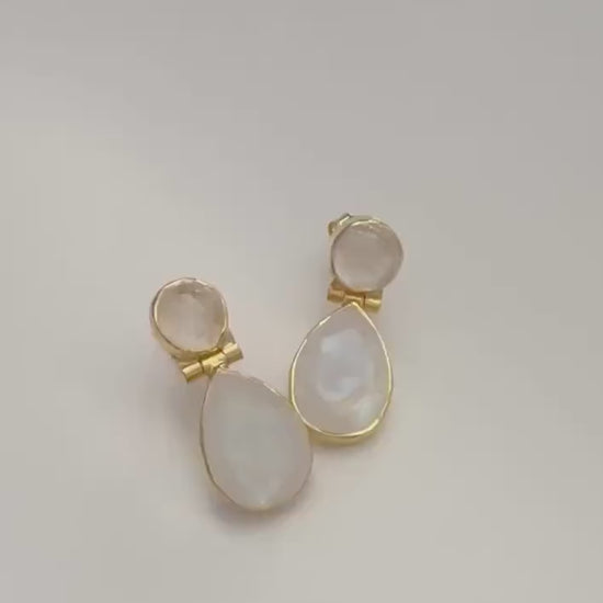 Rainbow Moonstone Sterling Silver Earrings, Moonstone Jewelry, Unique Gemstone Dangle Drop Earrings, Dainty Earrings, Gift For Her
