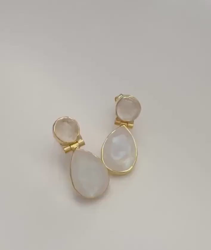 Rainbow Moonstone Sterling Silver Earrings, Moonstone Jewelry, Unique Gemstone Dangle Drop Earrings, Dainty Earrings, Gift For Her