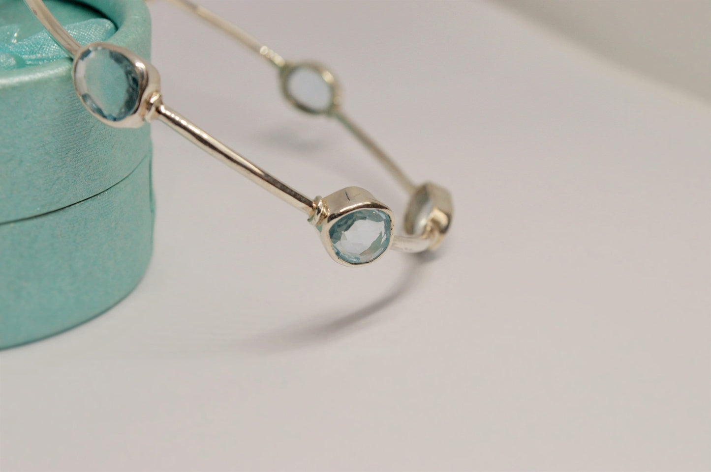 Blue Topaz Bracelet, Sterling Silver Bracelet, Best Selling Bangle, December Birthstone Bracelets For Women, Unique Best Friend Gift