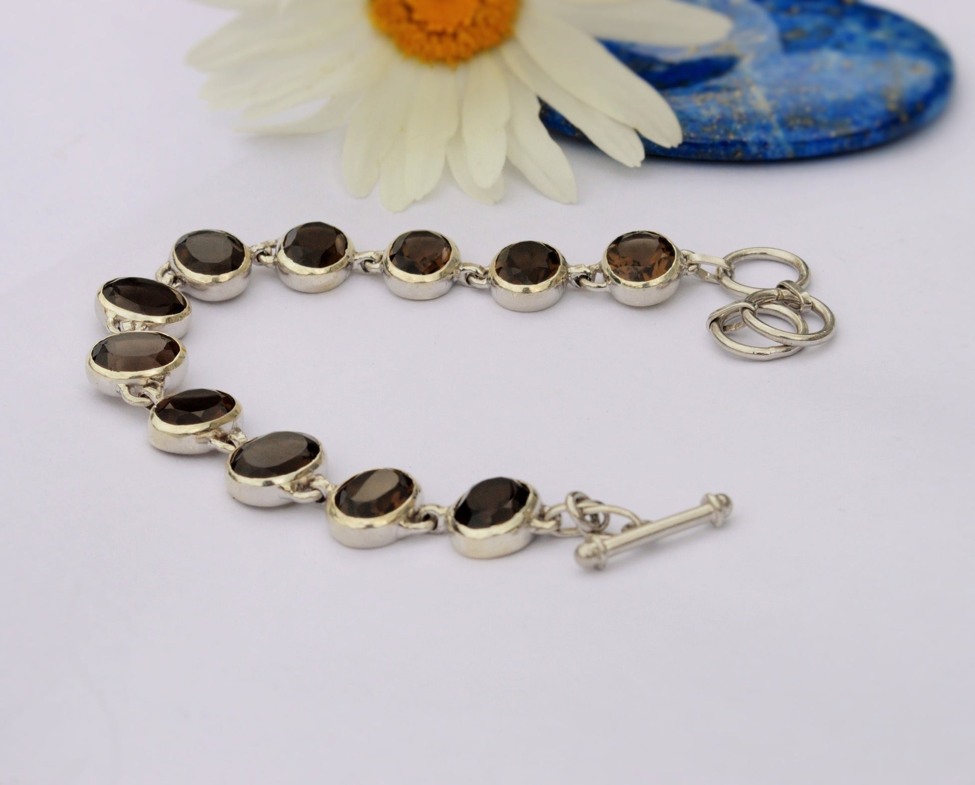 Smoky Quartz Bracelet, Sterling Silver Bracelet, Unique Gemstone Bracelet, Birthday Gifts For Her, Dainty Bracelets For Women