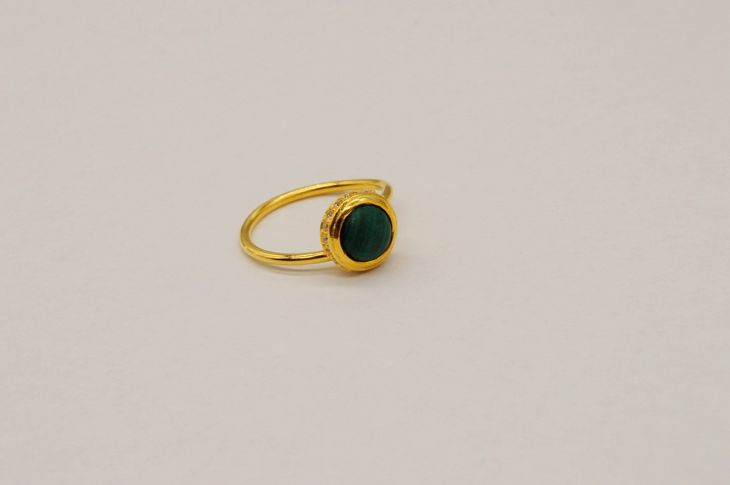 Malachite, Cubic Zirconia Gold Ring, Dainty CZ Ring, Green Gemstone, Malachite Jewelry, Unique Gemstone, Gifts For Her, Rings For Women