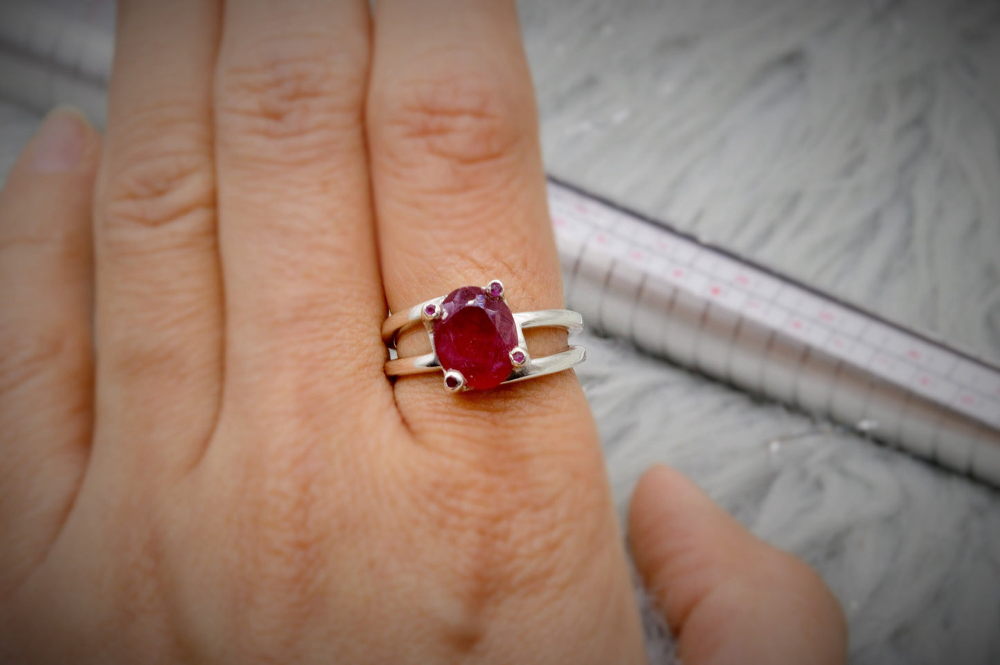 Red Ruby Ring, 925 Sterling Silver Ring, UK Size M, July Birthstone, Handmade Dainty Gemstone Ring, Birthday Gifts, Gift For Her