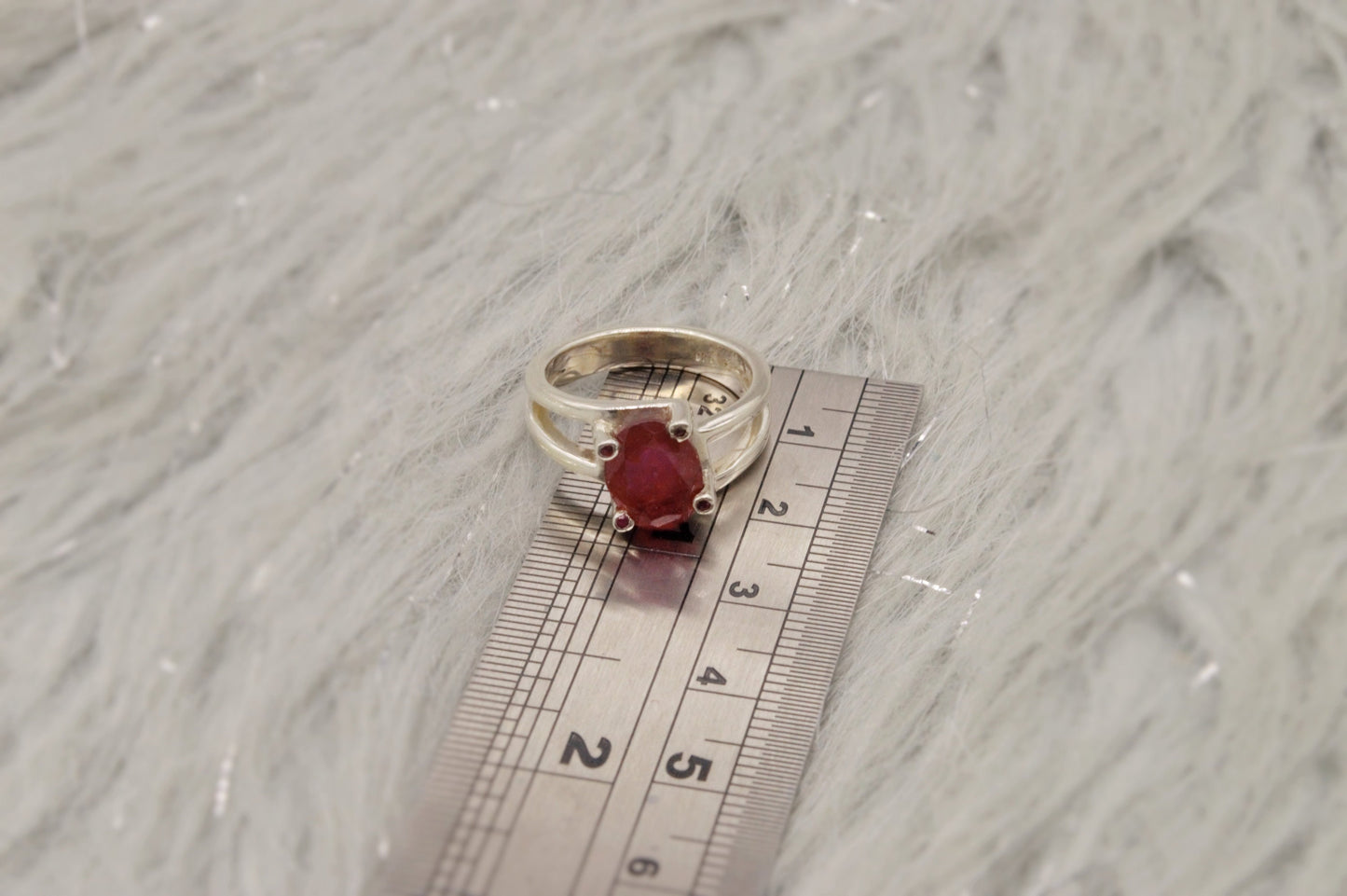 Red Ruby Ring, 925 Sterling Silver Ring, UK Size M, July Birthstone, Handmade Dainty Gemstone Ring, Birthday Gifts, Gift For Her