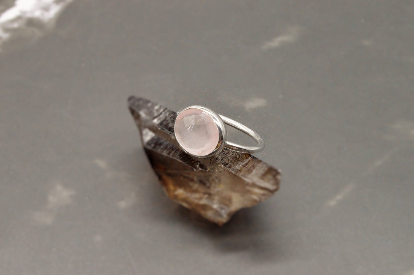 Big Rose Quartz Ring, Sterling Silver Ring, Rose Quartz Jewelry, Pink Rings, Statement Rings, Gift For Her, UK size Q 1/2, Heart Chakra Ring