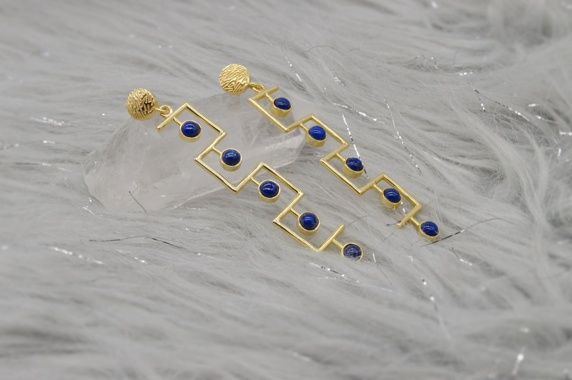 Lapis Lazuli Earrings, Gold Earrings, Lapis Lazuli Jewelry, Unique Gemstone Earrings, December Birthstone, Jhumka Earrings, Blue Earrings