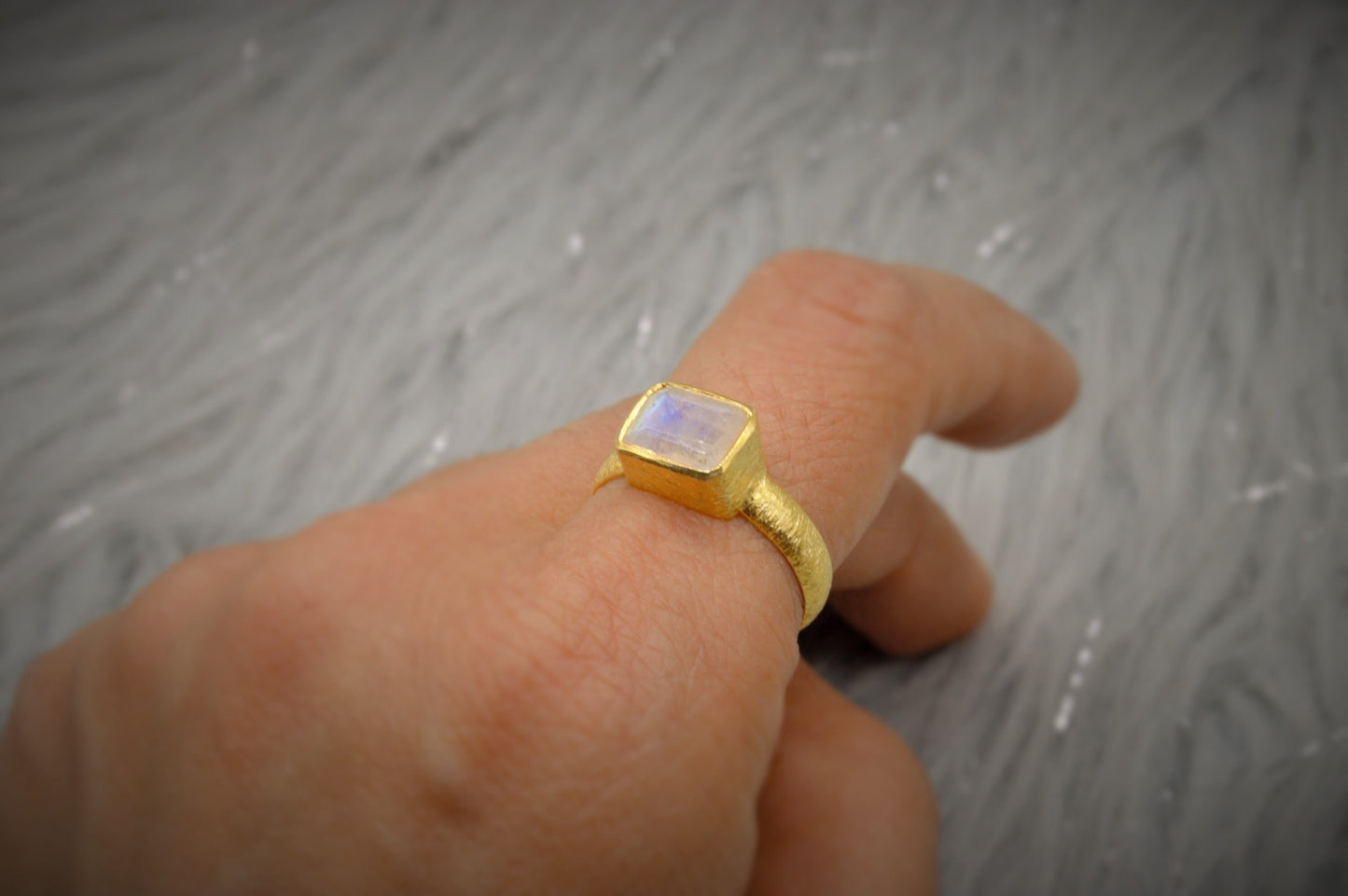 Rainbow Moonstone Dainty Gold Ring, Gemstone Ring, June Birthstone, Gold Plated 925 Sterling Silver Ring, Birthday Gifts, Rings For Women,