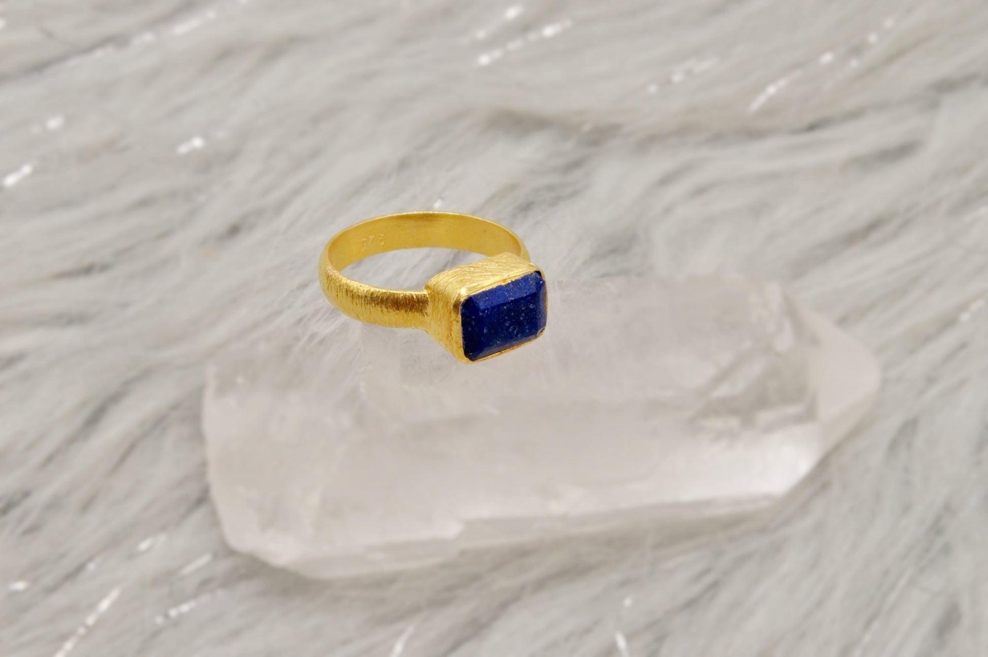 Lapis Lazuli Dainty Gold Ring, Blue Gemstone Ring, Gold Plated 925 Sterling Silver Ring, Birthday Gifts, Rings For Women, birthstone ring