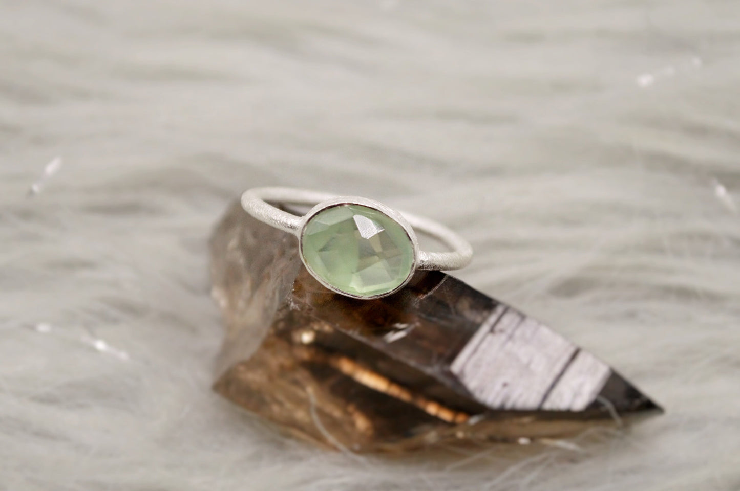 Prehnite Silver Ring, Dainty Raw Gem Ring, Sterling Silver, Gifts For Her, Rings For Women, Stacking Ring, Valentine Gift, Birthday Gifts