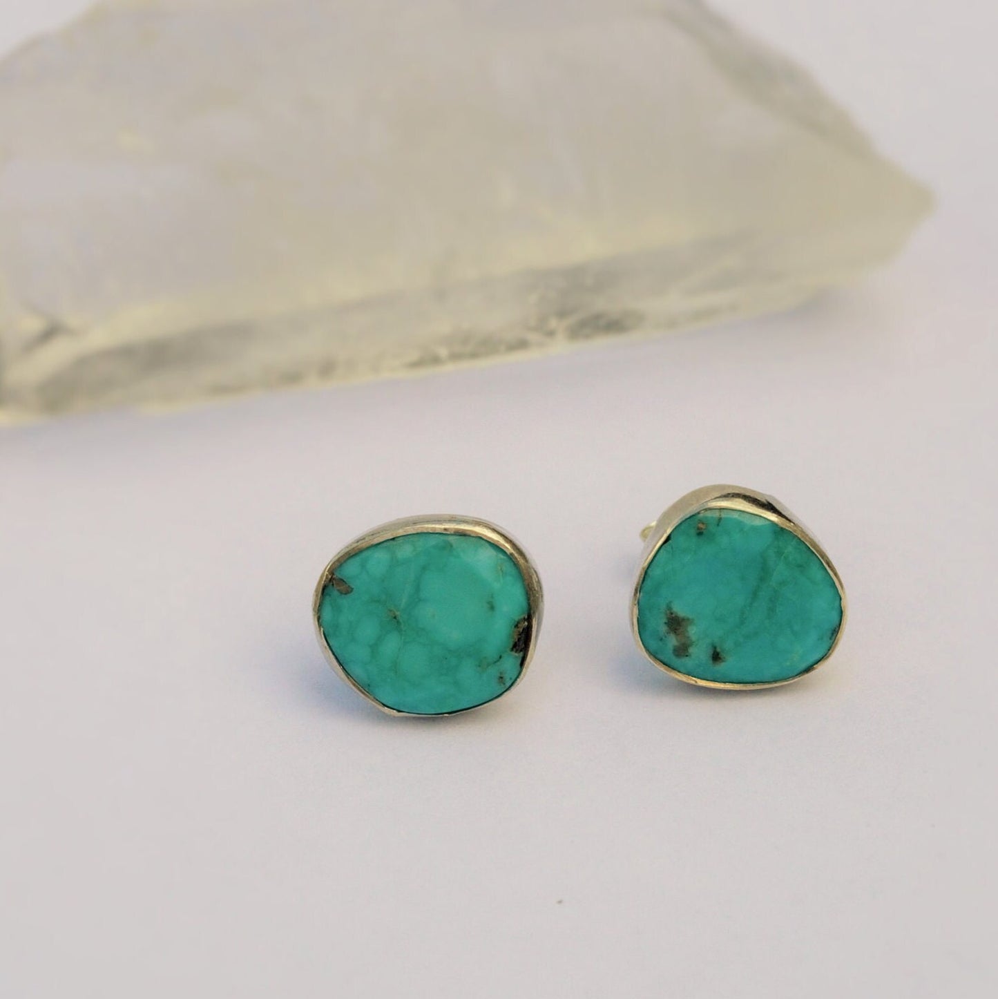 Sterling Silver Turquoise Stud Earrings, Blue Turquoise Earrings, Turquoise Stone, Dainty Turquoise December Birthstone Jewelry, Mom Gift