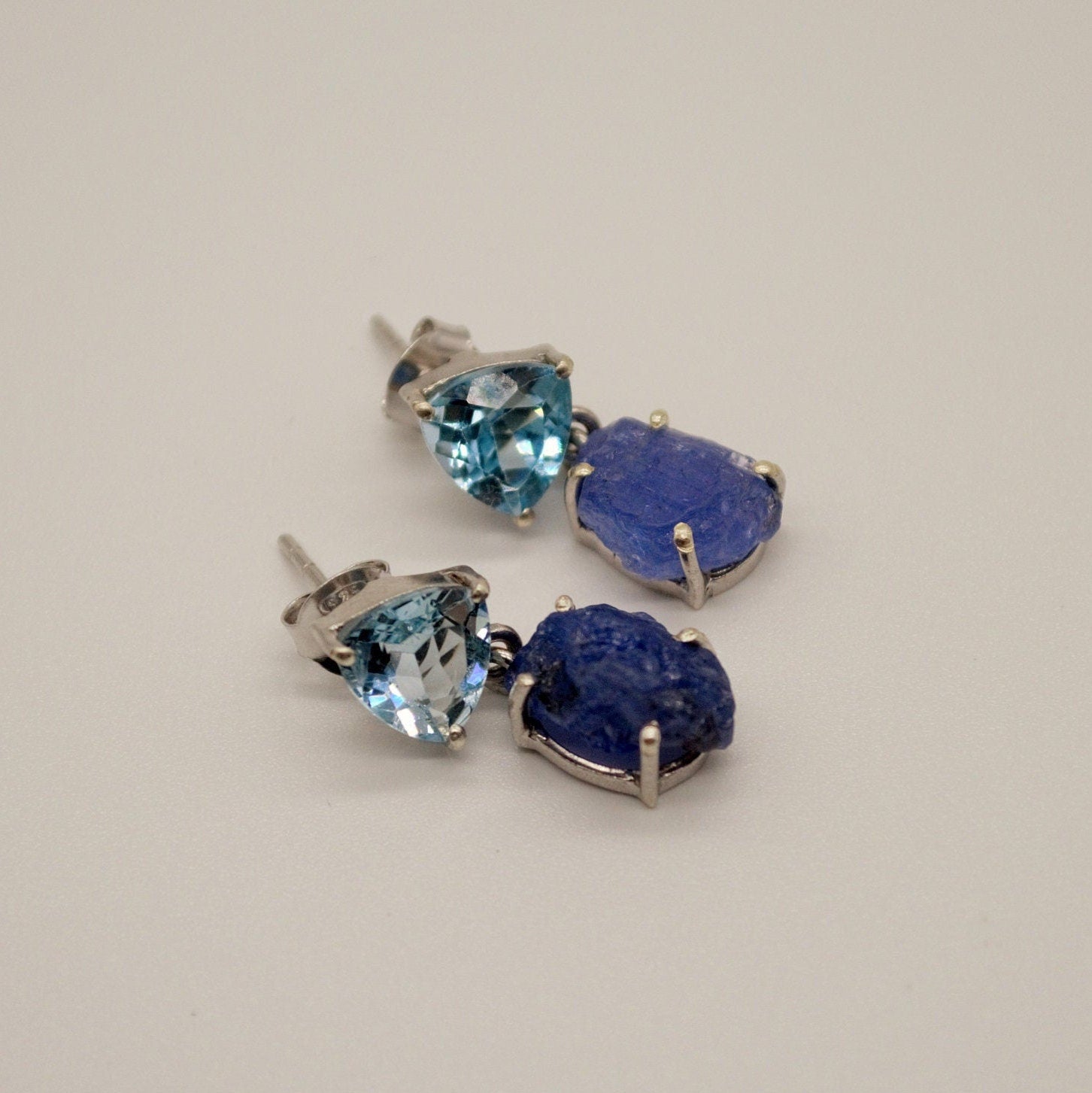 Blue Topaz, Tanzanite Drop Earrings, Sterling Silver Earrings, Christmas Gift, Unique Earrings, December Birthstone, November Birthstone