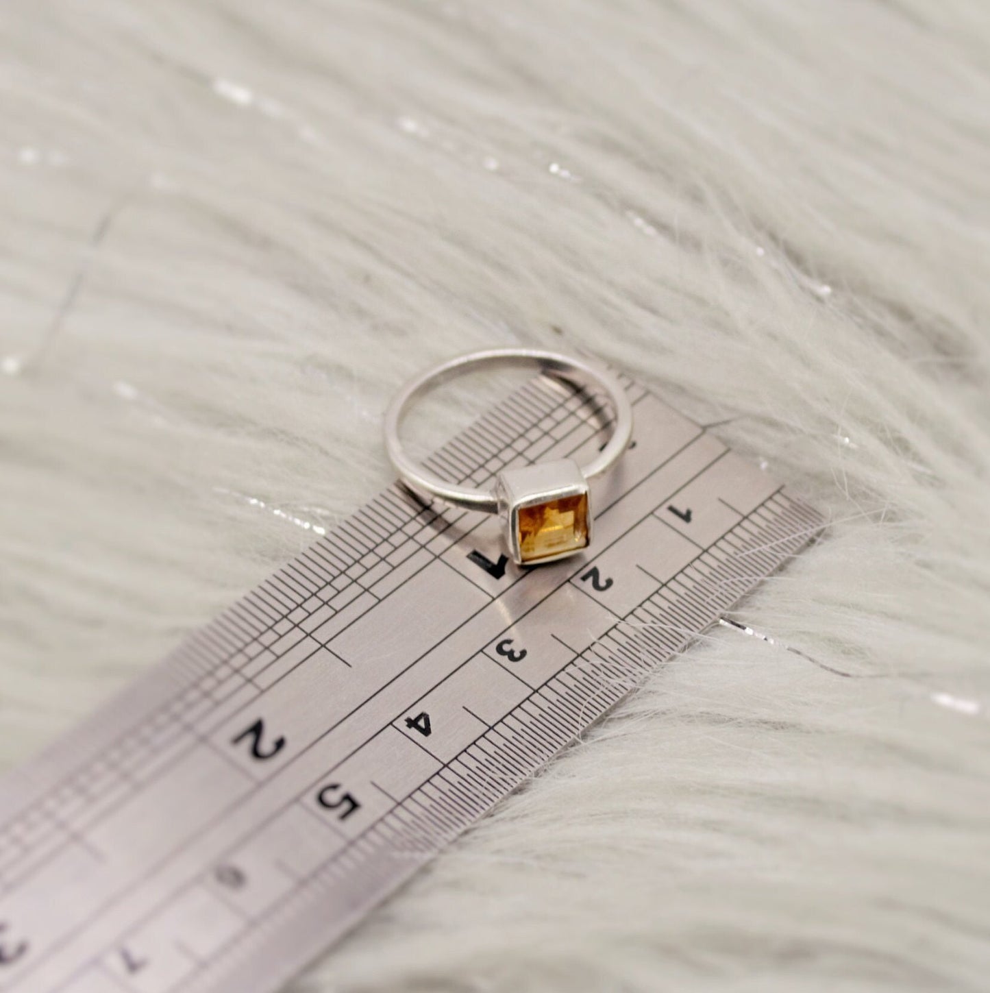 Sterling Silver Citrine Ring, UK Size M,N, Yellow Stone Ring, Citrine Jewelry, November Birthstone, Gift For Her, Unique Yellow Citrine Ring