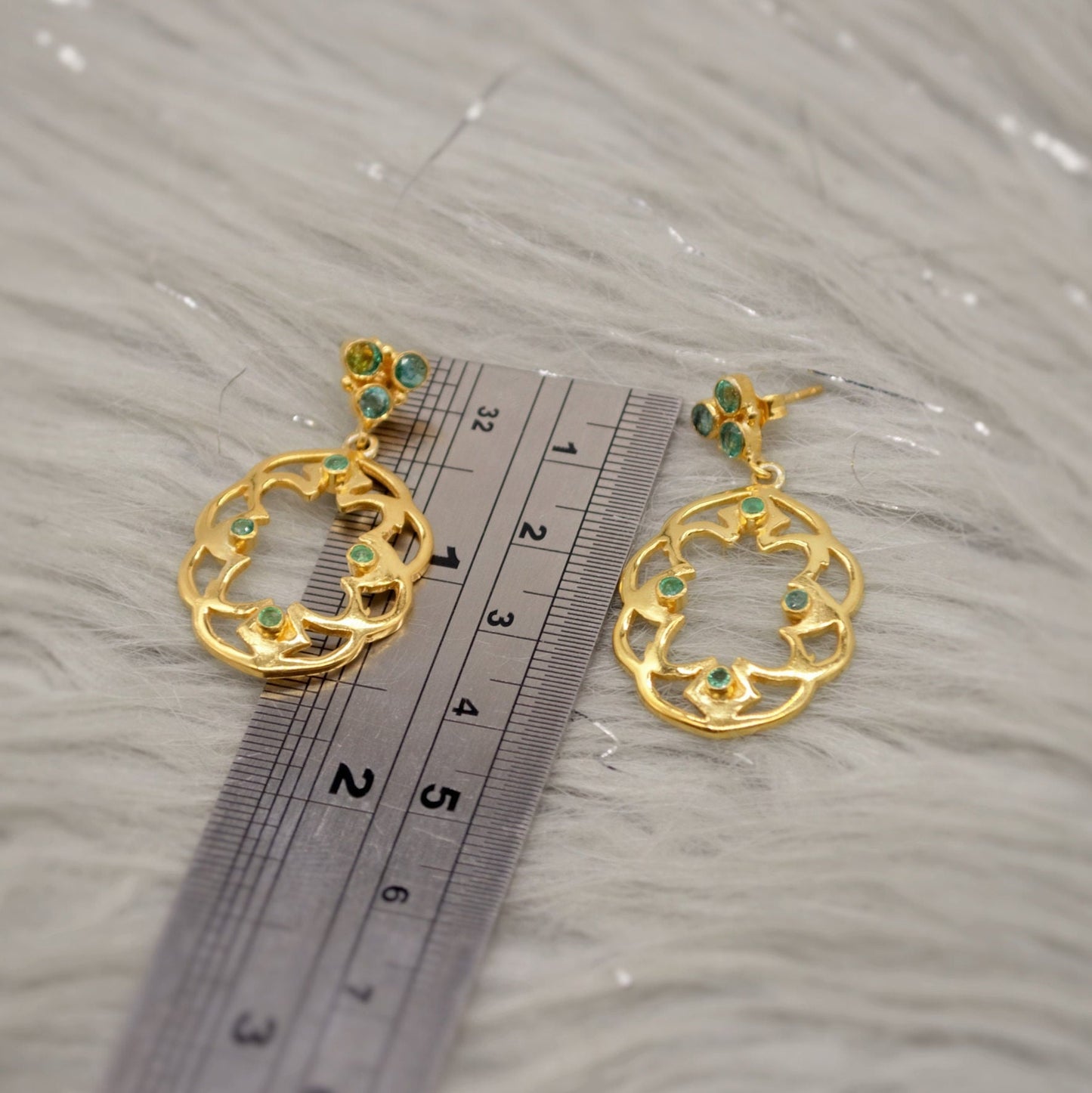 Green Emerald Earrings, Gold Plated Sterling Silver, Dangle Earrings Jewelry, May Birthstone Earrings, Gift For Her, Birthday Gift, Mom Gift