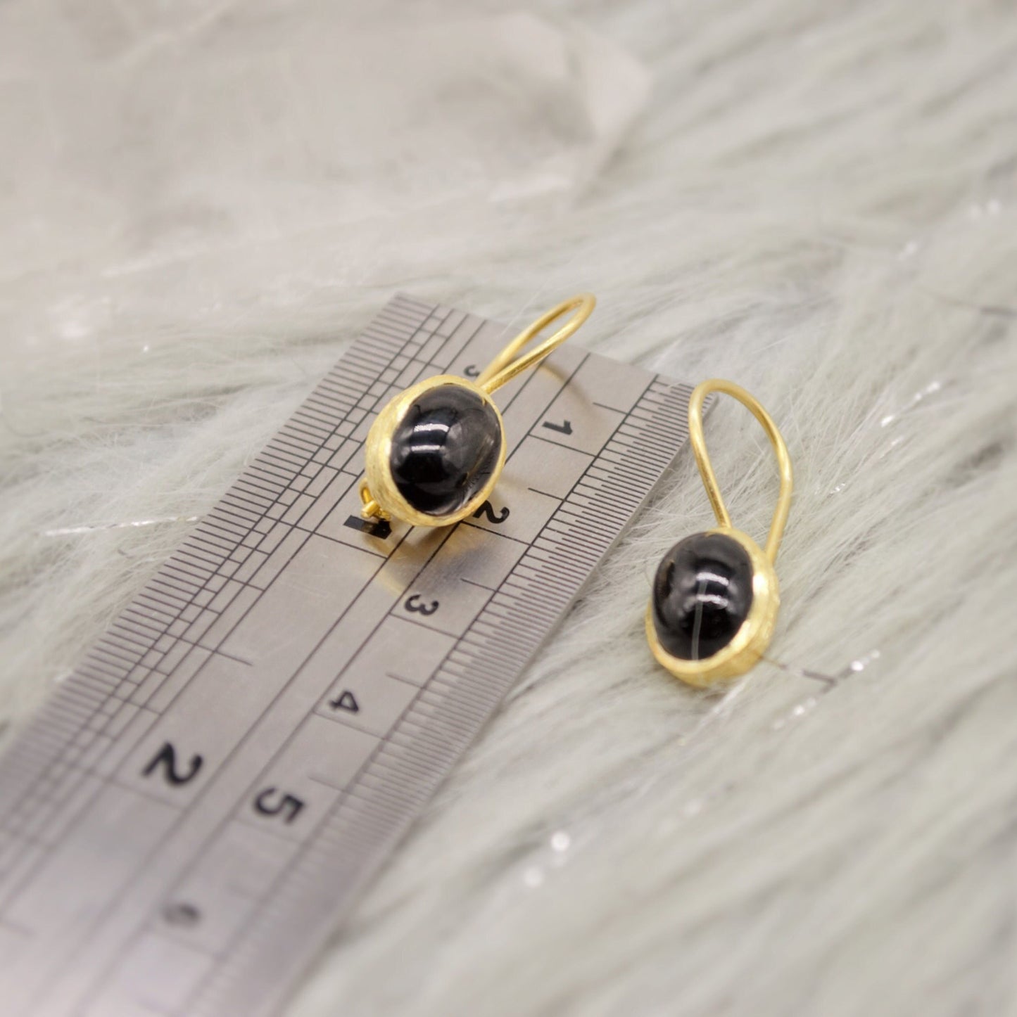 Black Onyx Gold Earrings, Gold Plated Sterling Silver Statement Gemstone Earrings, Unique Dangle, Black Onyx Jewelry, Birthday Gift For Her