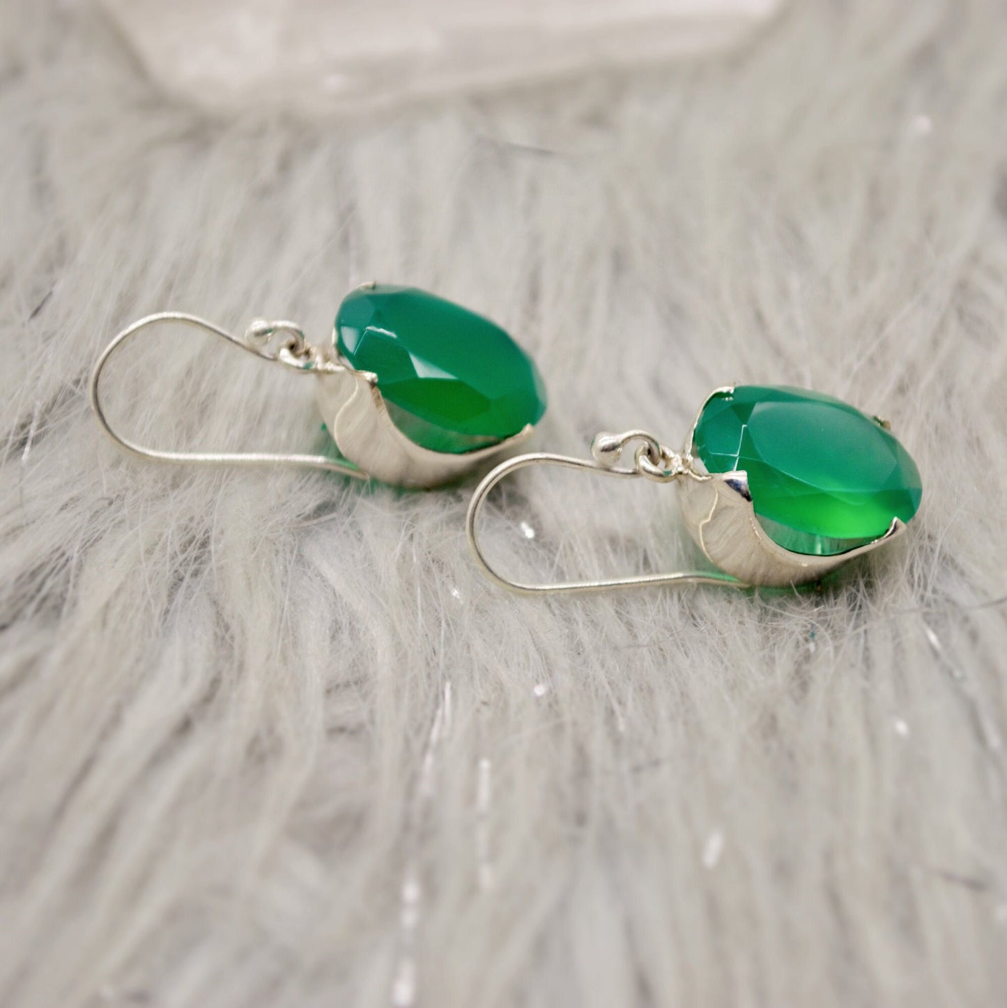 Green Onyx Earrings, Sterling Silver Gemstone Earrings, Birthstone Jewelry, Birthday Gifts For Her, Bridesmaid Gifts, Christmas, birthday