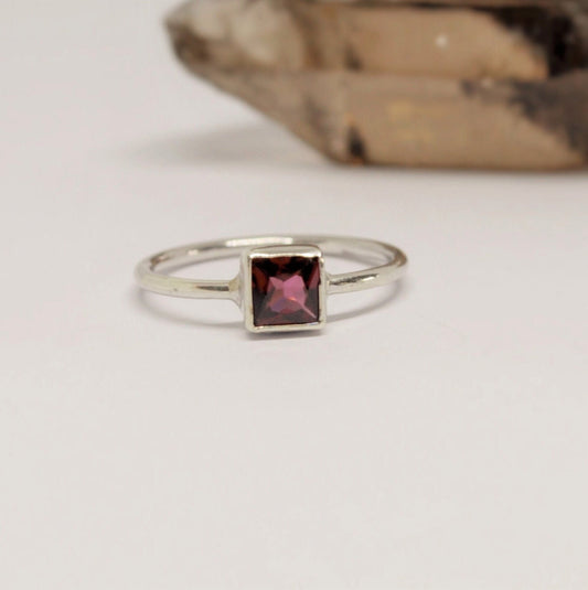 Garnet Ring, 925 Sterling Silver Ring, Red Ring, Stacking Rings, January Birthstone Ring, Gemstone Rings For Women, Birthday Gifts For Her