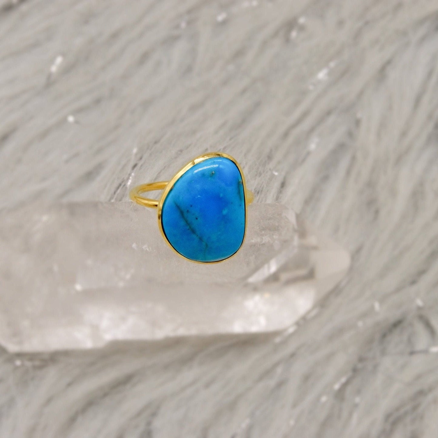 Gold Turquoise Ring, Gold Plated Sterling Silver Ring, December Birthstone, Gifts For Her, Birthday, Anniversary, Birthstone Ring
