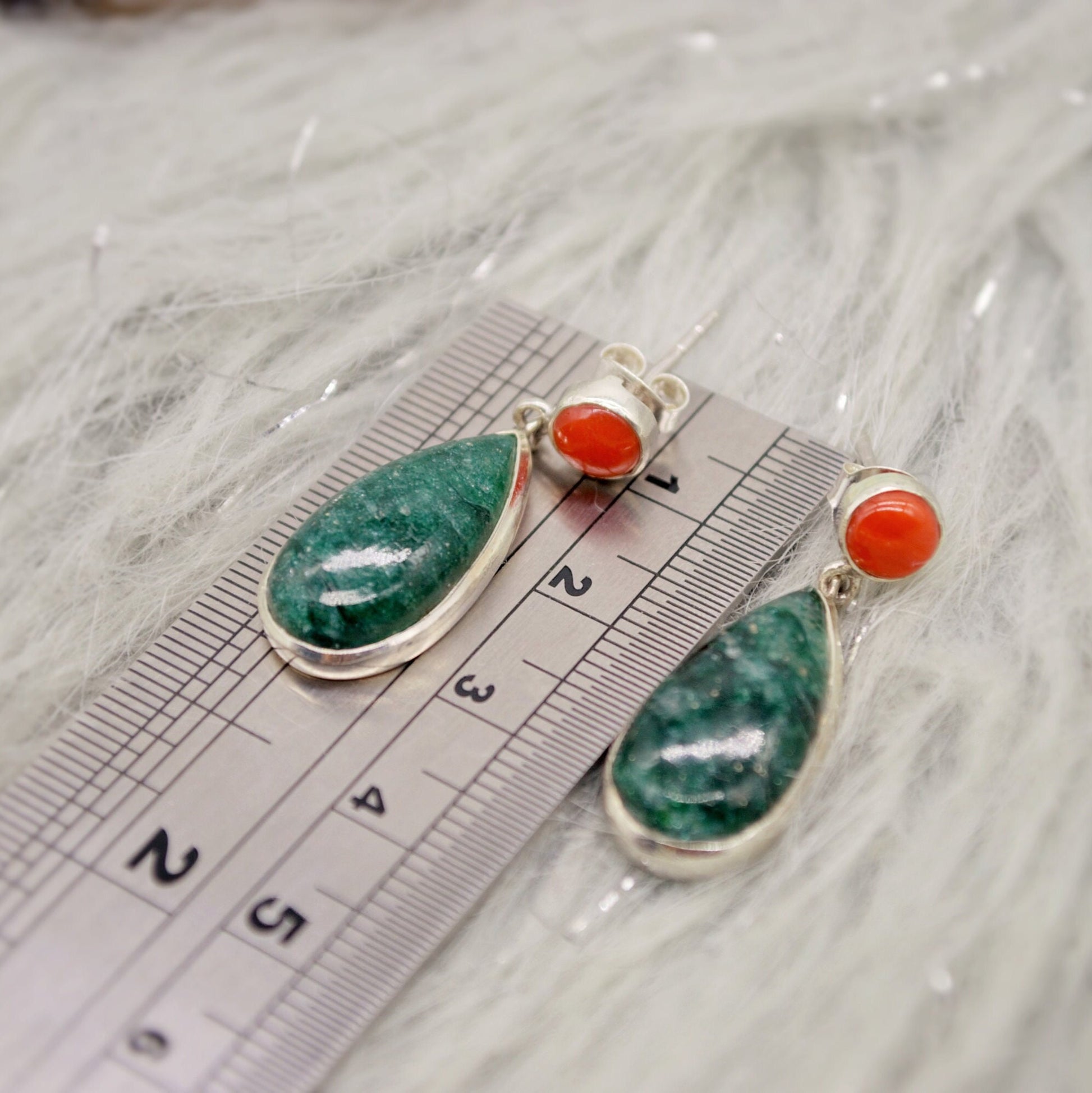 Green Emerald, Coral Dangle Drop Earrings, Sterling Silver Earrings, May Birthstone, Christmas, Birthday Gifts, Green Gemstone Earrings