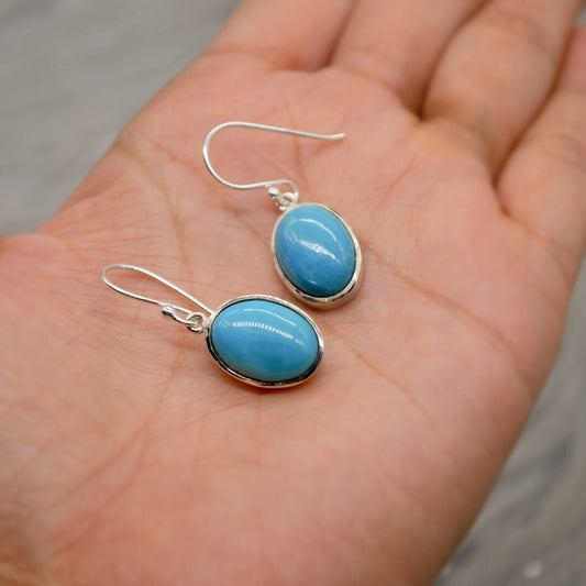 Blue Turquoise Drop Earrings, Sterling Silver Earrings, Turquoise Jewelry, December Birthstone, Unique Gemstone, Christmas Dangle Earrings