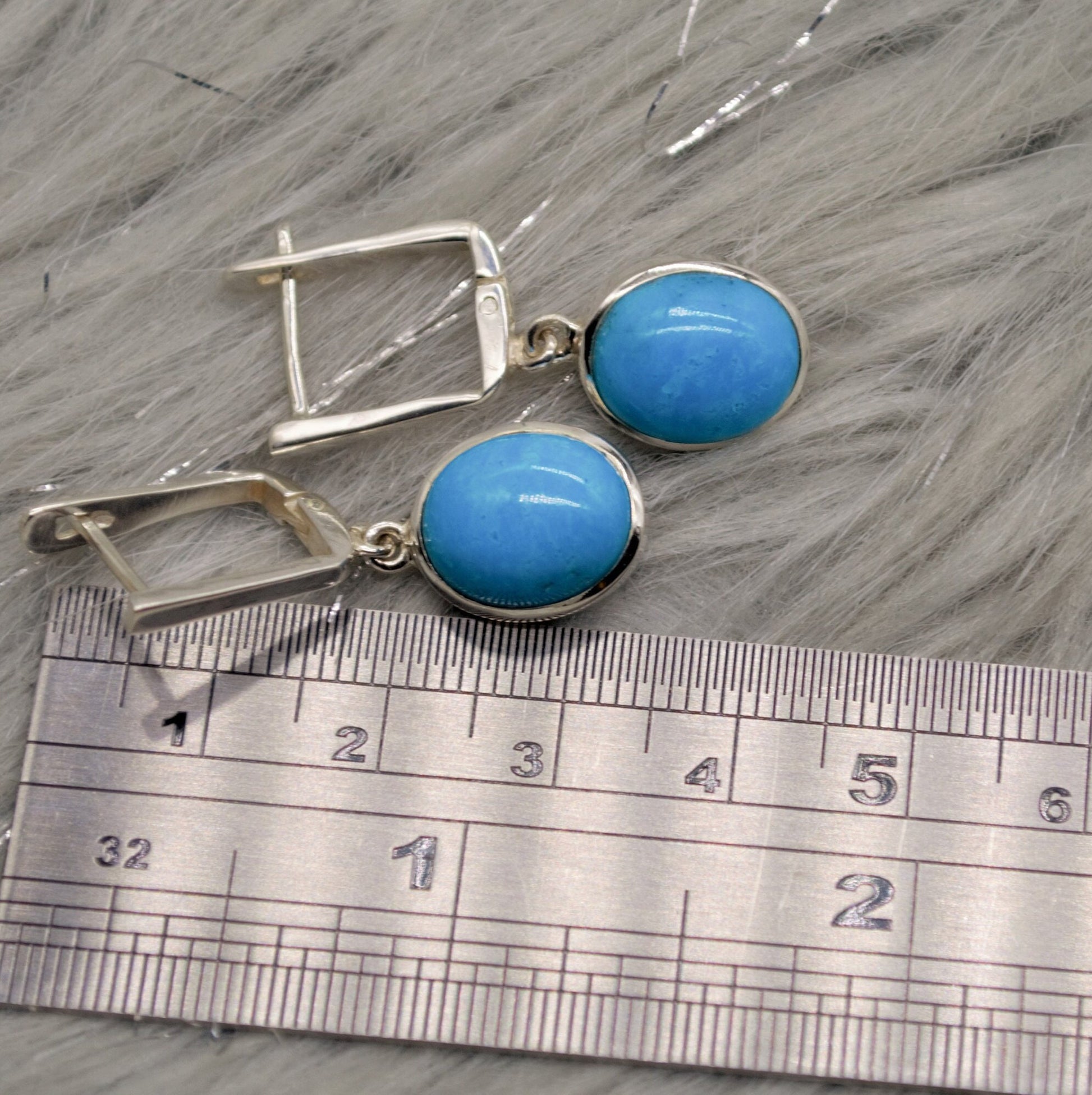 Blue Turquoise Drop Earrings, Sterling Silver Turquoise Jewelry, December Birthstone, Unique Gemstone, Christmas Gifts, Dangle Earrings