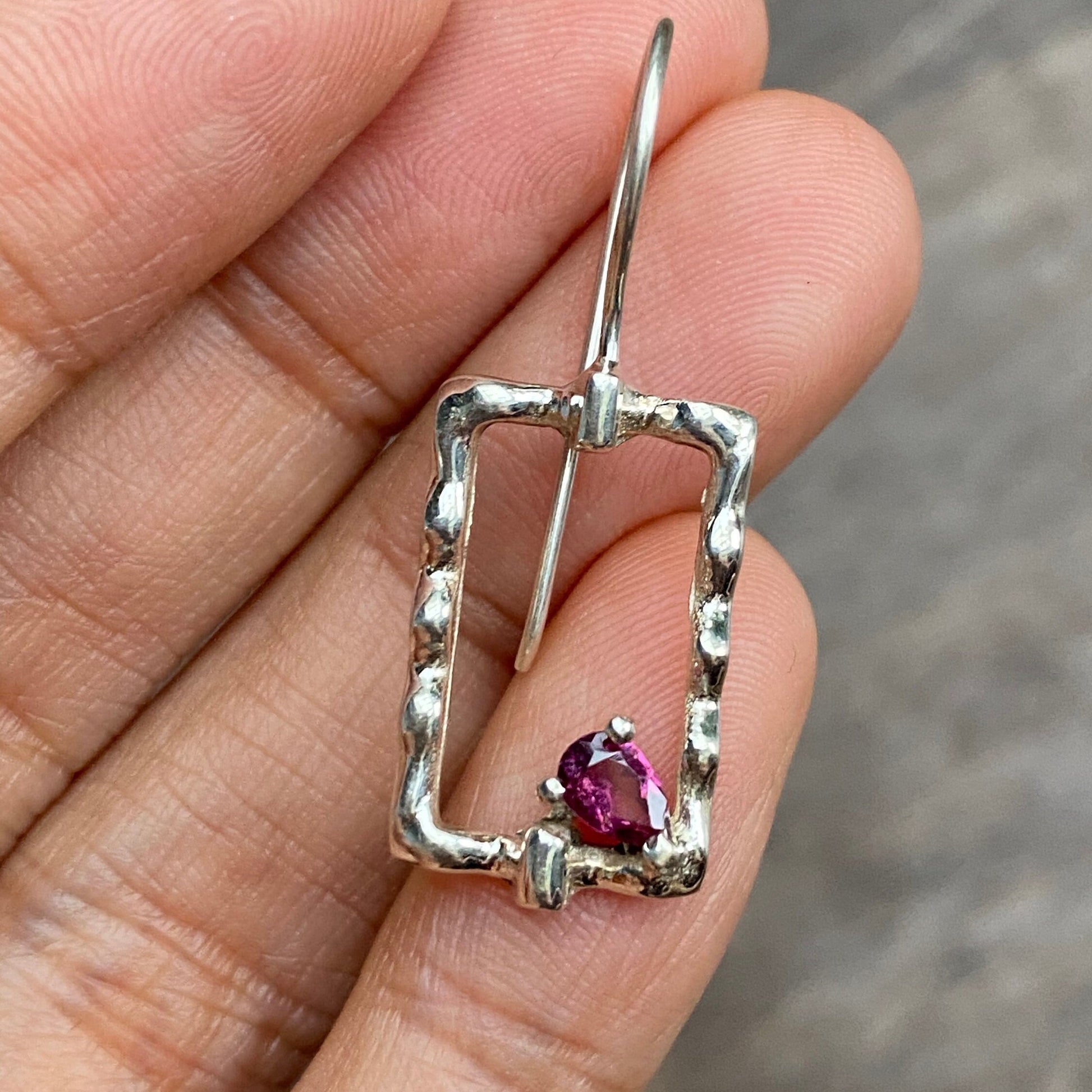 Rhodolite Garnet Earrings, Sterling Silver Earrings, Red Pink Gemstone Earrings, January Birthstone, Birthday Gifts For Her