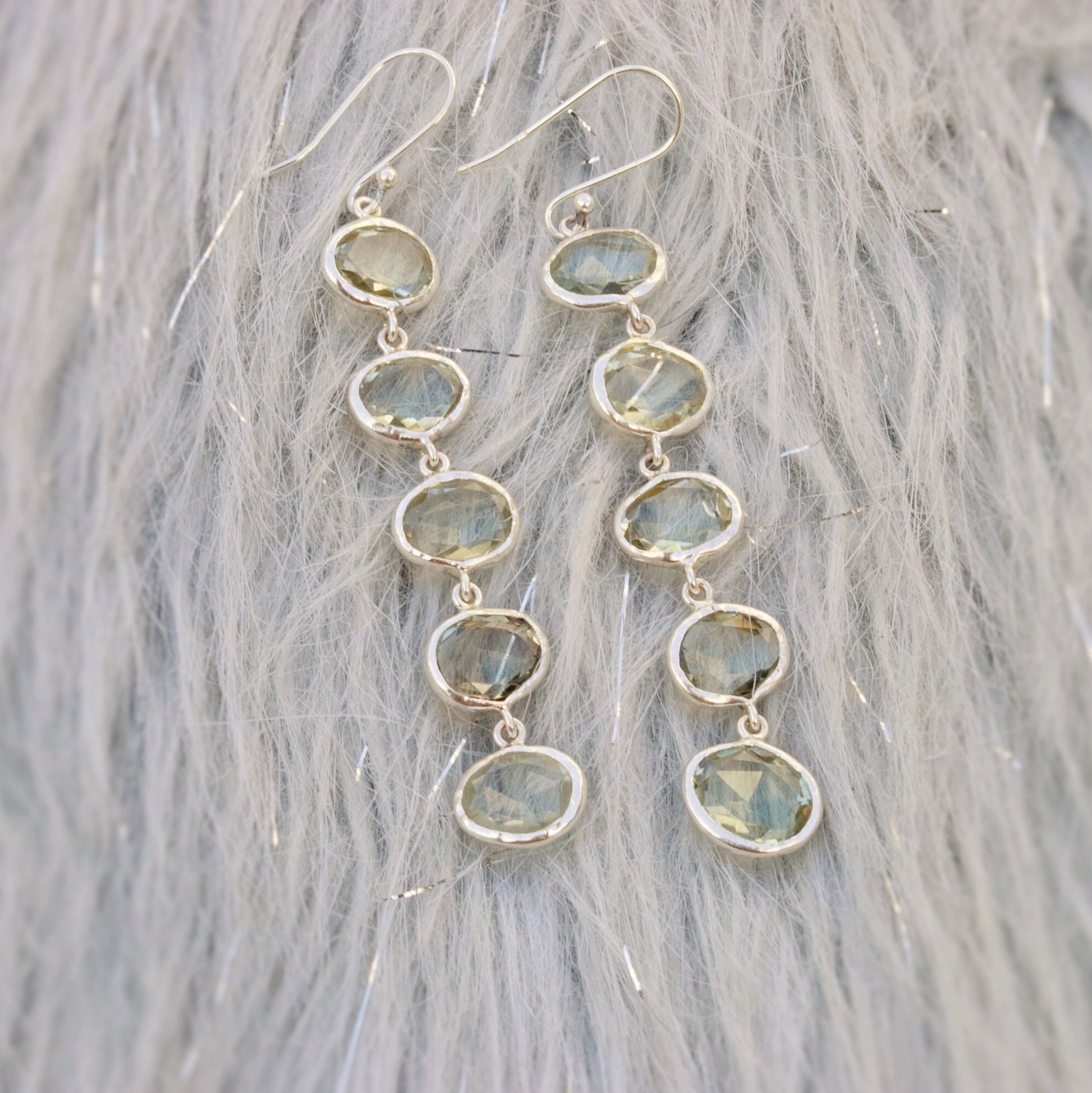 Green Amethyst Sterling Silver Earrings, February Birthstone Jewelry, Amethyst Dangle Earrings, Birthday Gift For Her, Bridesmaid Gift