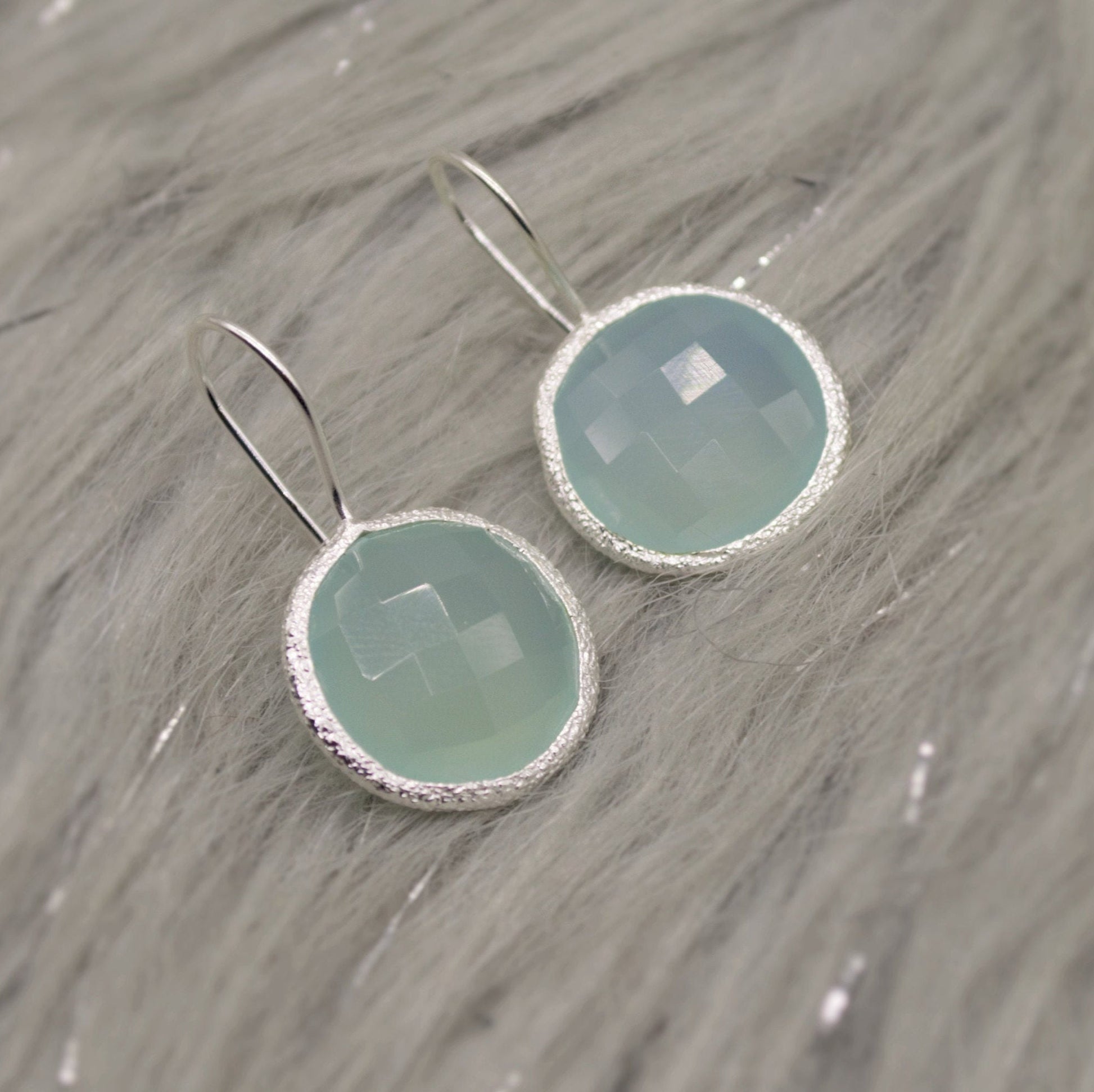 Aqua Chalcedony Earrings, Blue Dangle Earrings, Chalcedony Jewelry, Unique Sterling Silver Earrings, Birthday Gift For Her, Bridesmaid Gift
