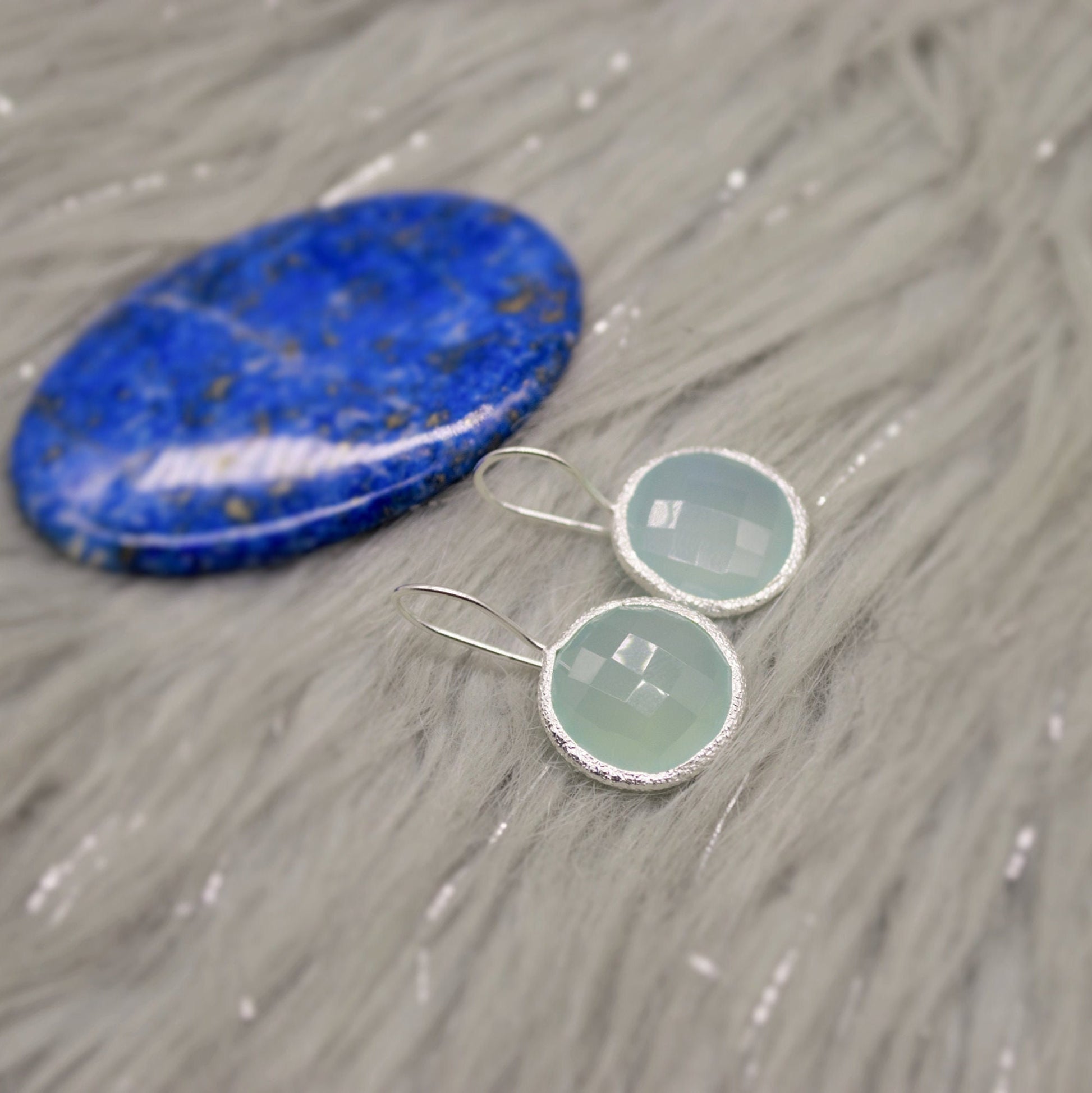 Aqua Chalcedony Earrings, Blue Dangle Earrings, Chalcedony Jewelry, Unique Sterling Silver Earrings, Birthday Gift For Her, Bridesmaid Gift