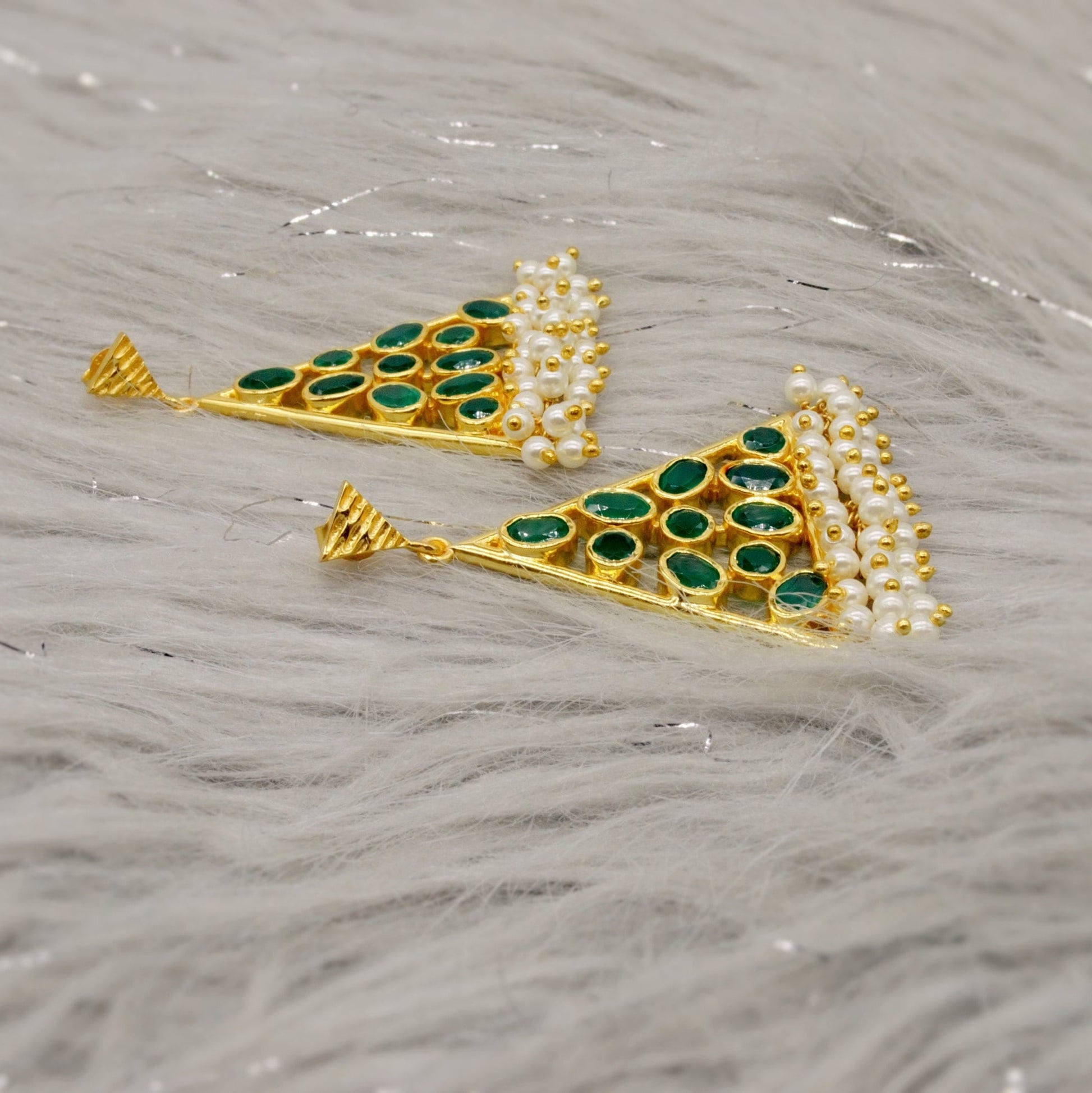 Green Onyx Pearl Gold Earrings, Unique Dangle Jhumka Earrings, June Birthstone, Statement Gemstone Drop Earrings, Gifts For Her