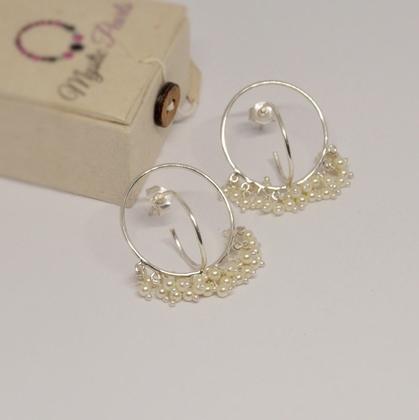 Pearl Hoop Earrings, Sterling Silver, June Birthstone, Dangle Earrings, Bridal Earrings, Bridesmaid, Gift For Her, Birthday Gift