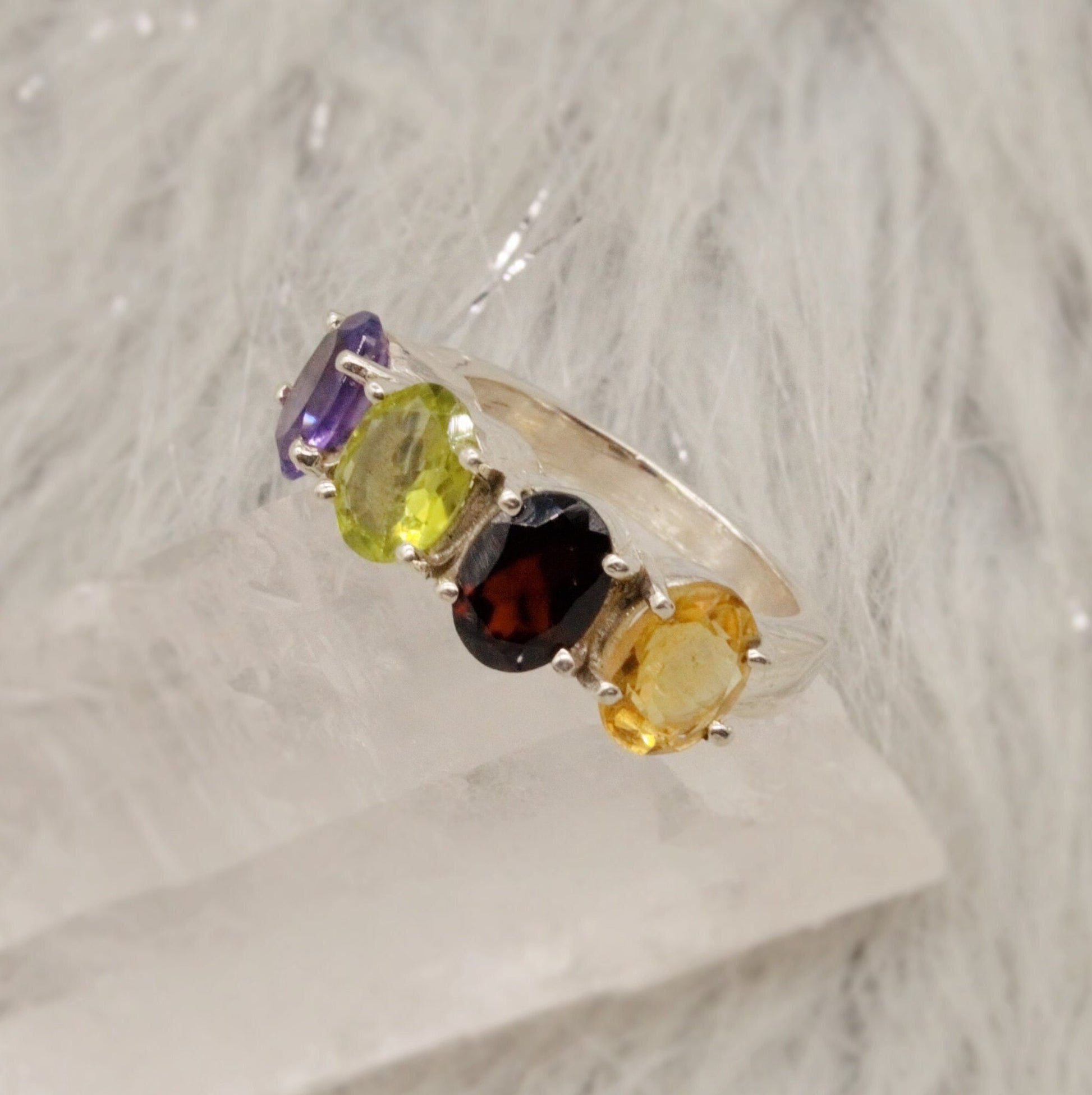Sterling Silver Dainty Promise Ring, Stacking Ring, Amethyst, Peridot, Garnet, Citrine Jewelry, Gemstone Ring, Gifts for her, Handmade ring