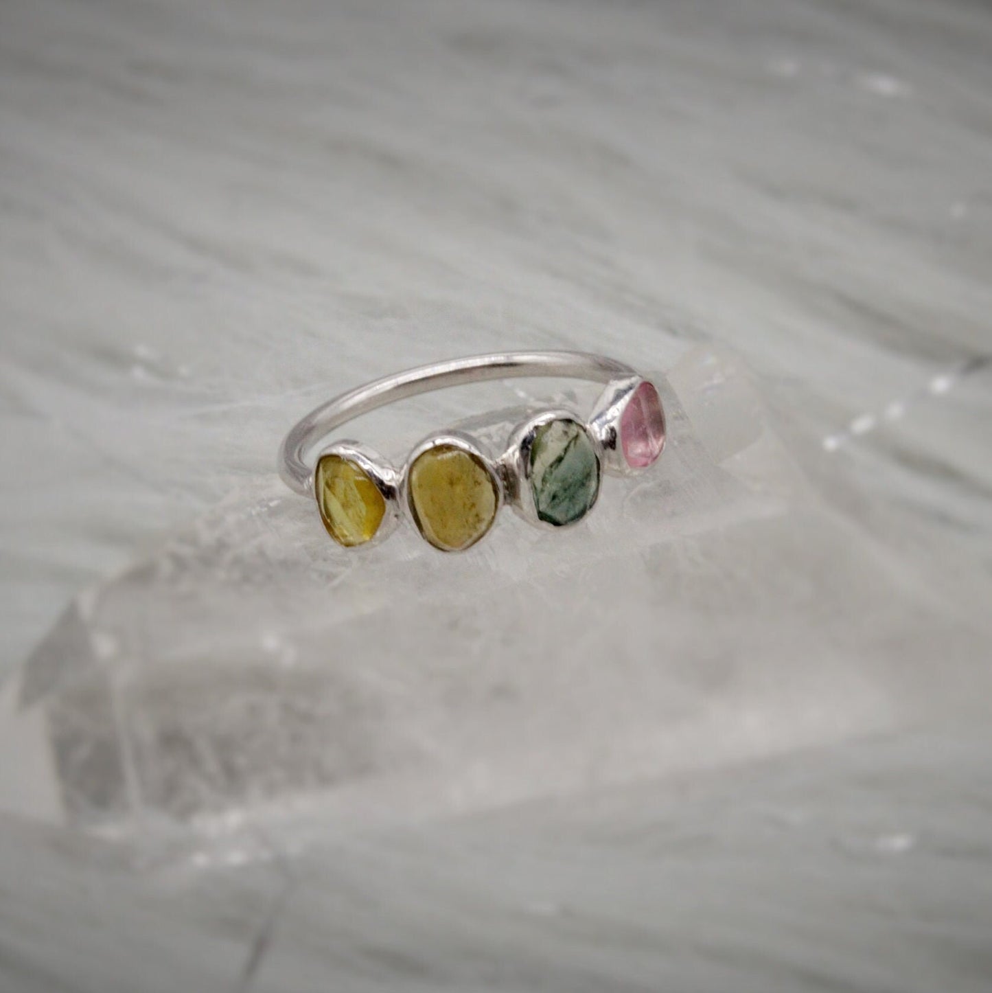 Pink Tourmaline Ring, Green Tourmaline, October Birthstone Jewelry, 925 Sterling Silver Ring, Rings For Women, Birthday Gift For Her