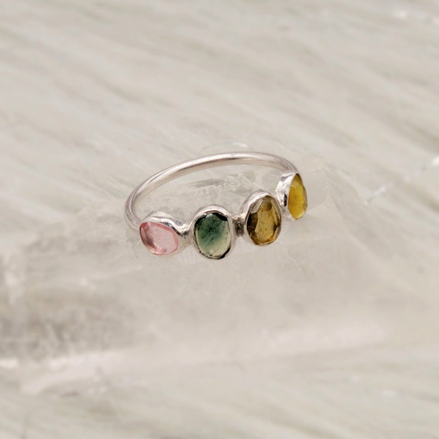 Pink Tourmaline Ring, Green Tourmaline, October Birthstone Jewelry, 925 Sterling Silver Ring, Rings For Women, Birthday Gift For Her