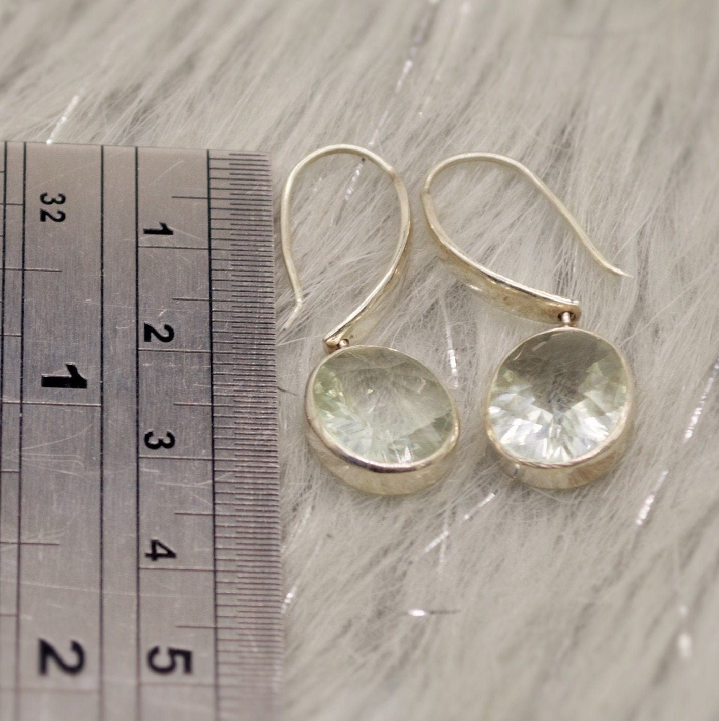 Green Amethyst Silver Earrings, Sterling Silver, February Birthstone Jewelry, Dangle Drop Earrings, Gemstone Dangle, Birthday Gifts For Her