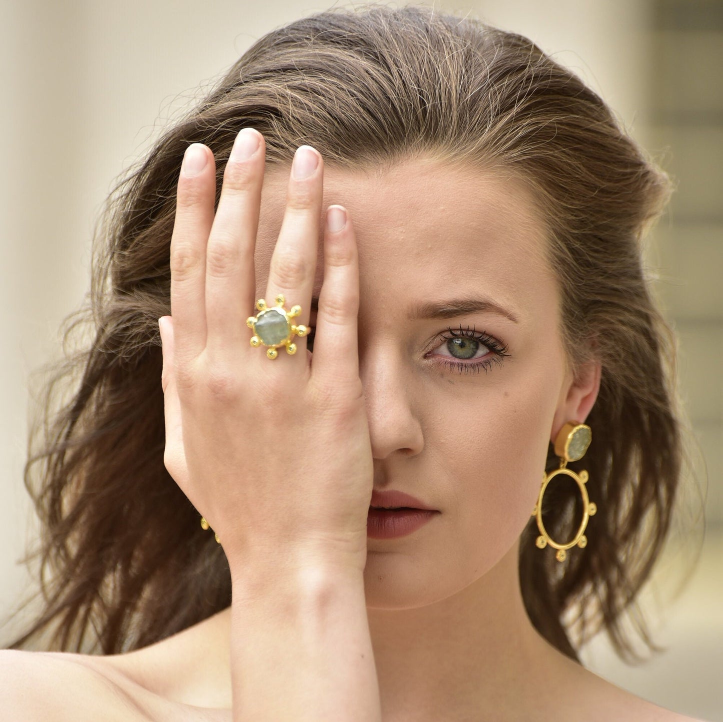 Black Spinel and Raw Aquamarine Earrings, Gold Hoop Earrings, March Birthstone Jewelry, Gemstone Earrings, Aquamarine Jewelry, Gifts For Her