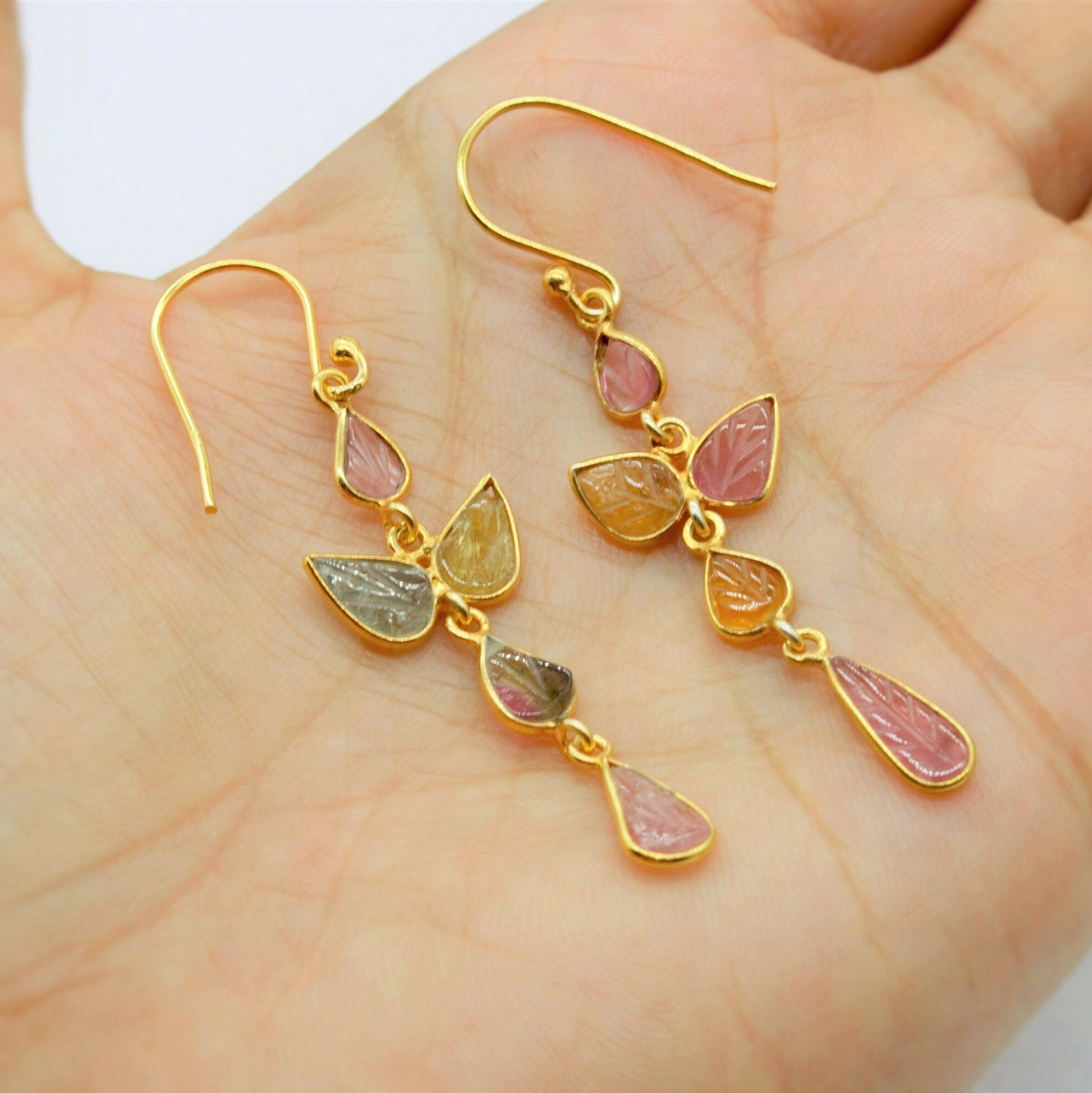 Pink Tourmaline Dangle Drop Earrings, Tourmaline Jewelry, Handmade 925 Sterling Silver Earrings, October Birthstone Earrings