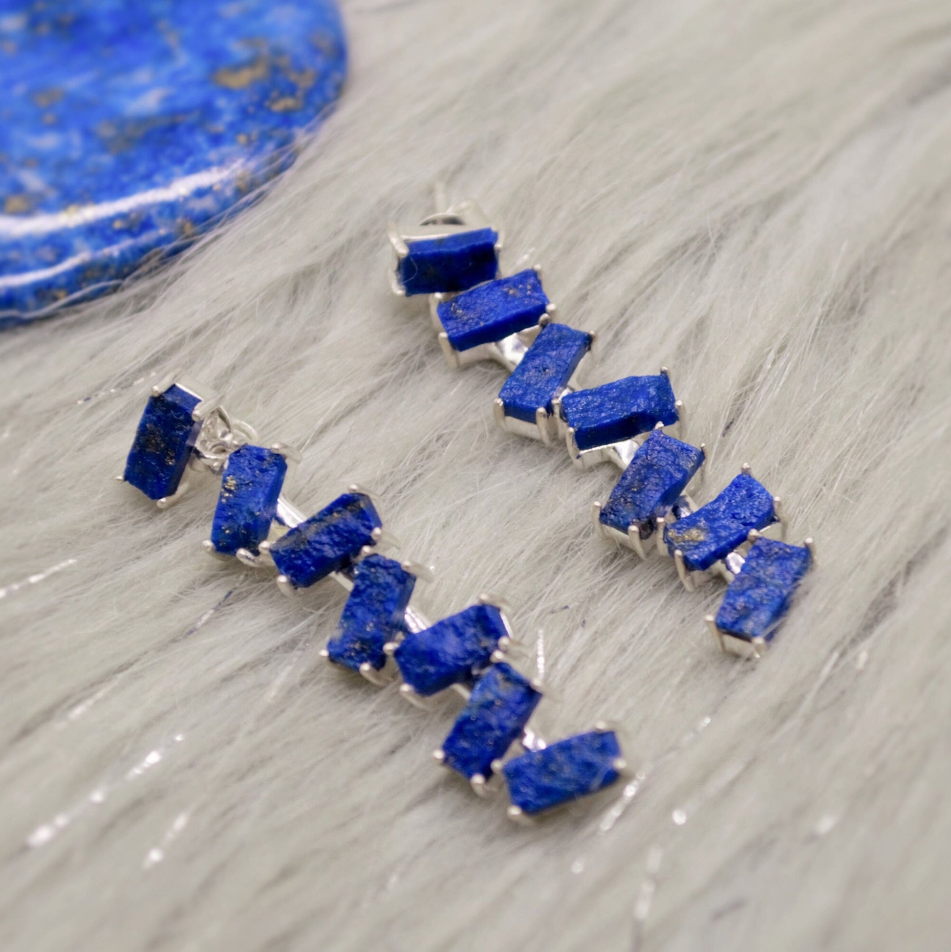 Lapis Lazuli Dangle Drop Earrings, Sterling Silver Earrings, Lapis Earrings, December Birthstone Unique Gemstone Earrings, Gift For Her