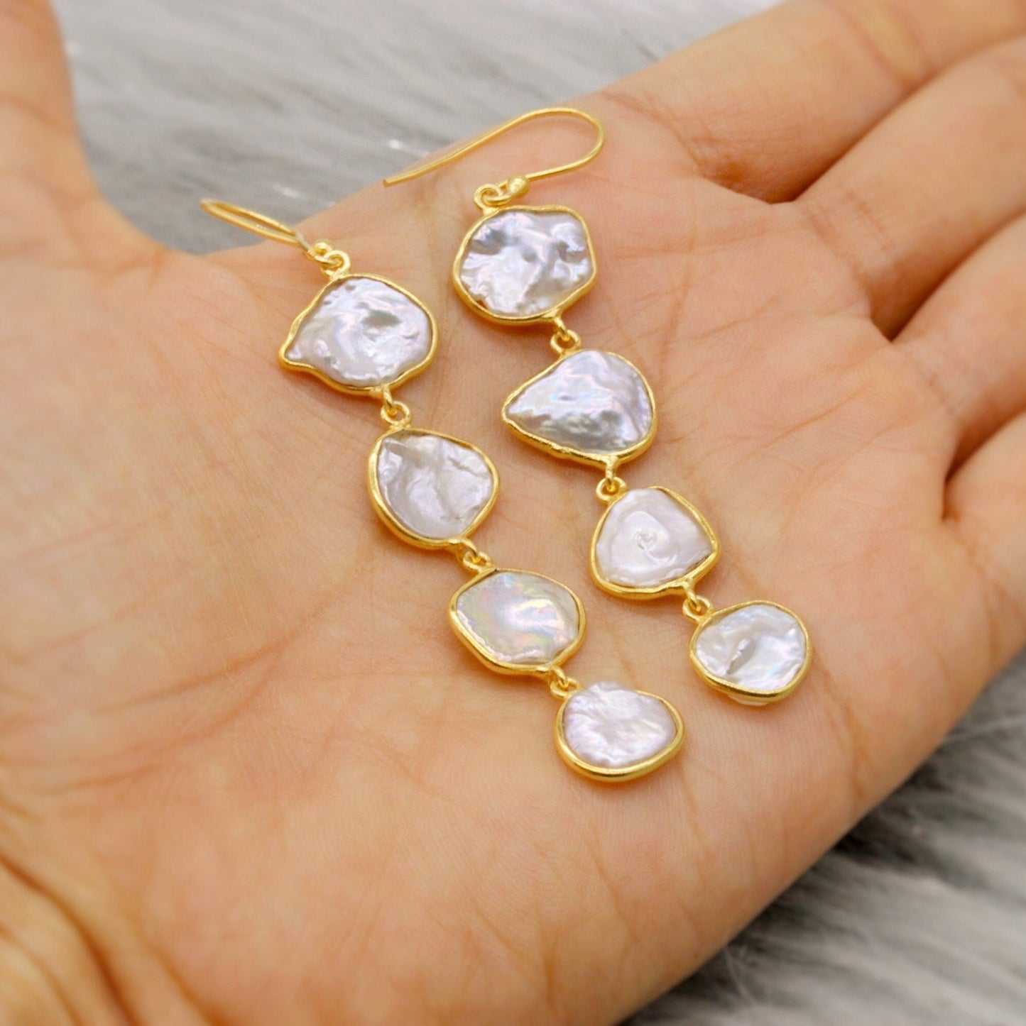 Pearl Earrings, Gold Drop Earrings, June Birthstone Earrings, Pearl Jewelry, Gemstone Dangle Earrings, Indian Earrings, Gift For Her