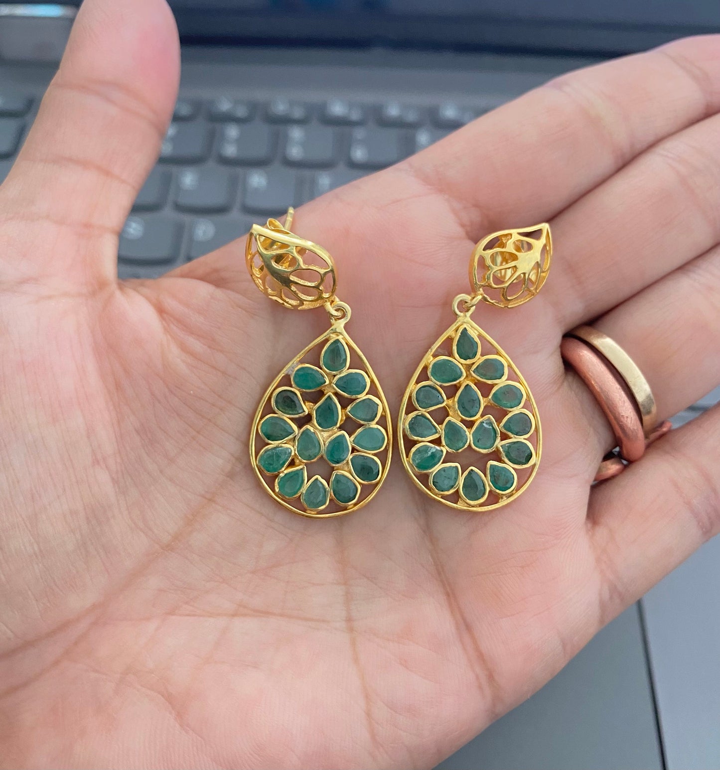 Green Emerald Sterling Silver Earrings, Unique Dangle Drop Earrings, May Birthstone Earrings, Emerald Jewelry, Birthday Gifts For Her